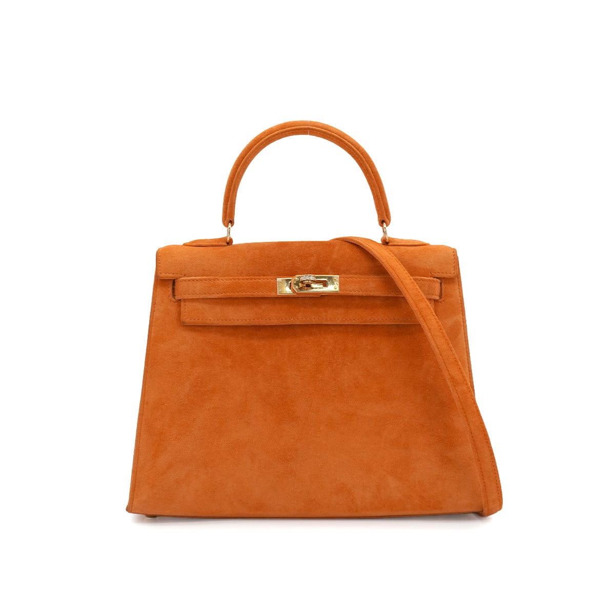 LUXURY PROMISE HERMES KELLY 25 SELLIER ORANGE DOBLIS HAND SHOULDER BAG K18 GOLD HARDWARE 90341905