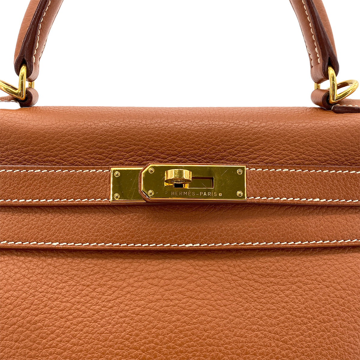 LUXURY PROMISE HERMES KELLY 28 RETOURNE COGNAC TAURILLON CLEMENCE HAND SHOULDER BAG □H GHW 90286577