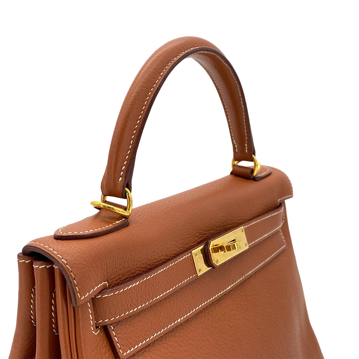LUXURY PROMISE HERMES KELLY 28 RETOURNE COGNAC TAURILLON CLEMENCE HAND SHOULDER BAG □H GHW 90286577
