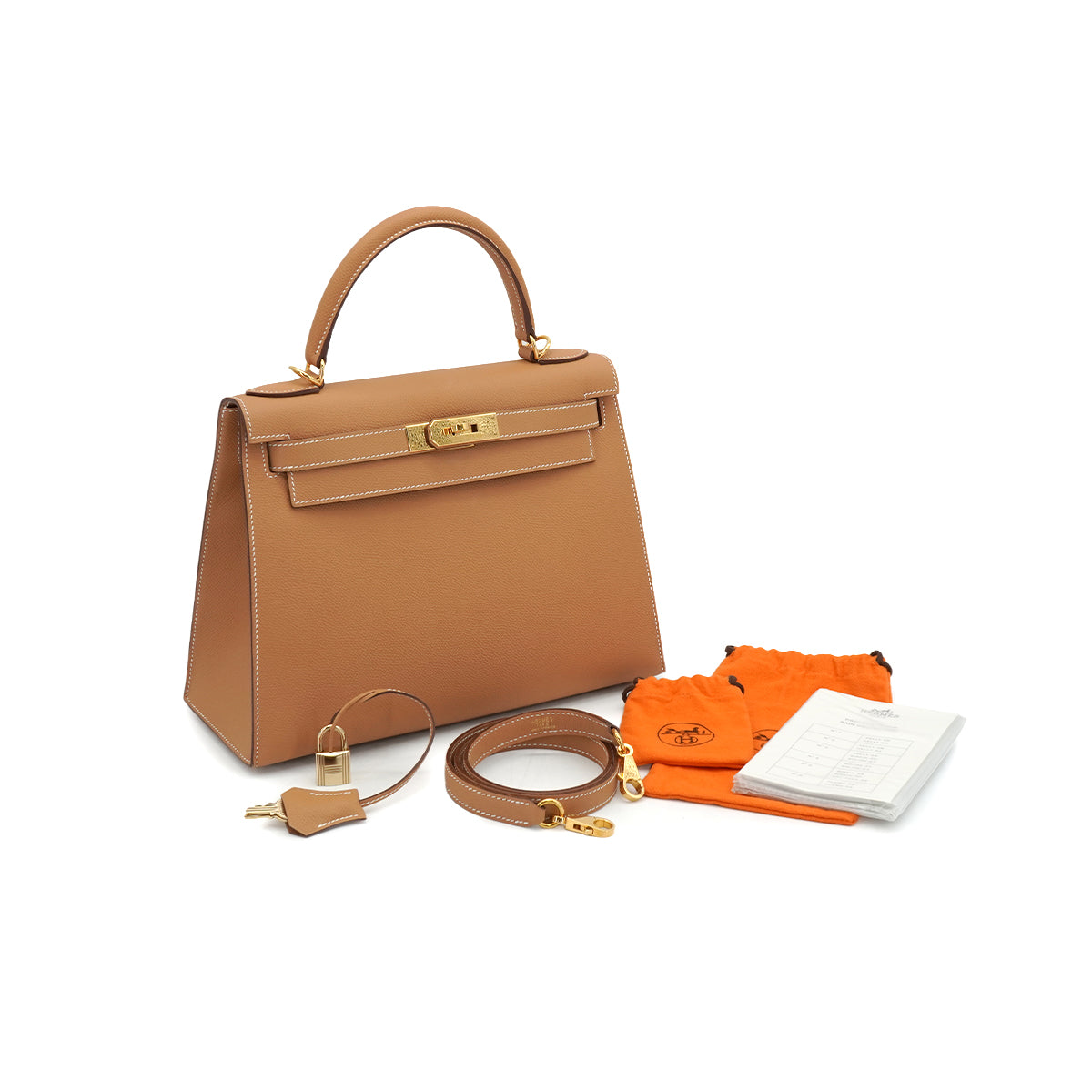 LUXURY PROMISE HERMES KELLY 28 SELLIER GOLD VEAU EPSOM HAND SHOULDER BAG 2005 SQUARE I GOLD HARDWARE 90341431