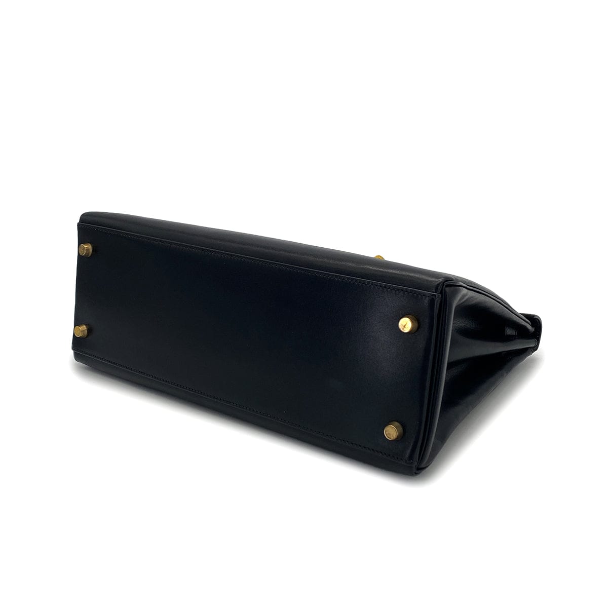 LUXURY PROMISE HERMES KELLY 32 RETOURNE BLACK BOXCALF HAND SHOULDER BAG 1994 CIRCLE X GOLD HARDWARE 90324739