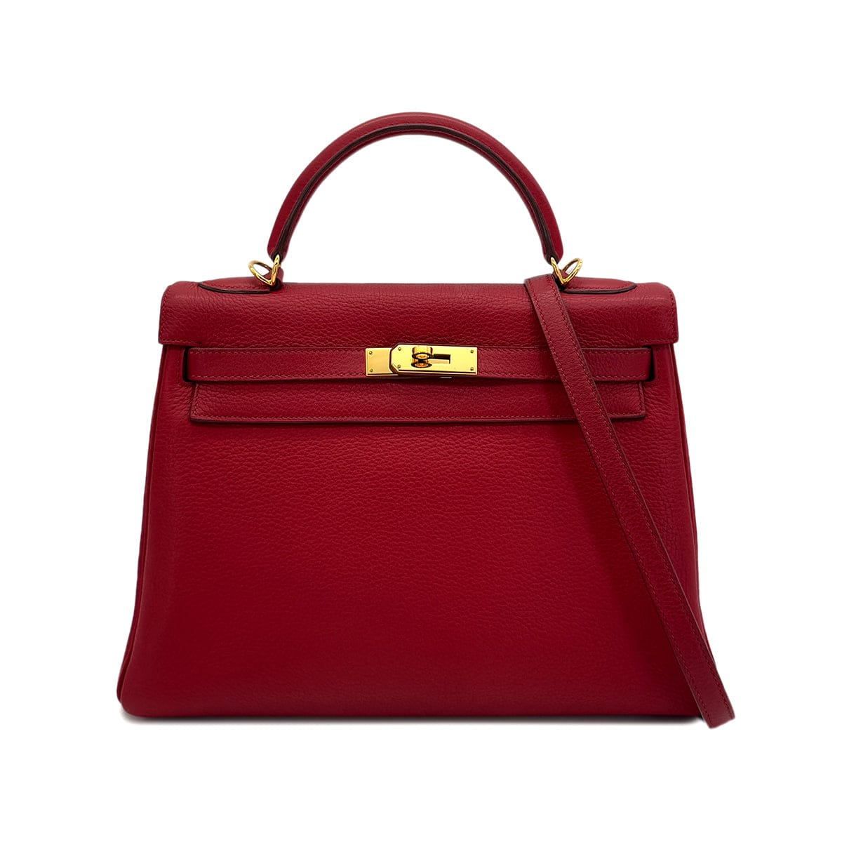 LUXURY PROMISE HERMES KELLY 32 RETOURNE ROUGE GARANCE TAURILLON CLEMENCE HAND SHOULDER BAG □L GHW 90287471