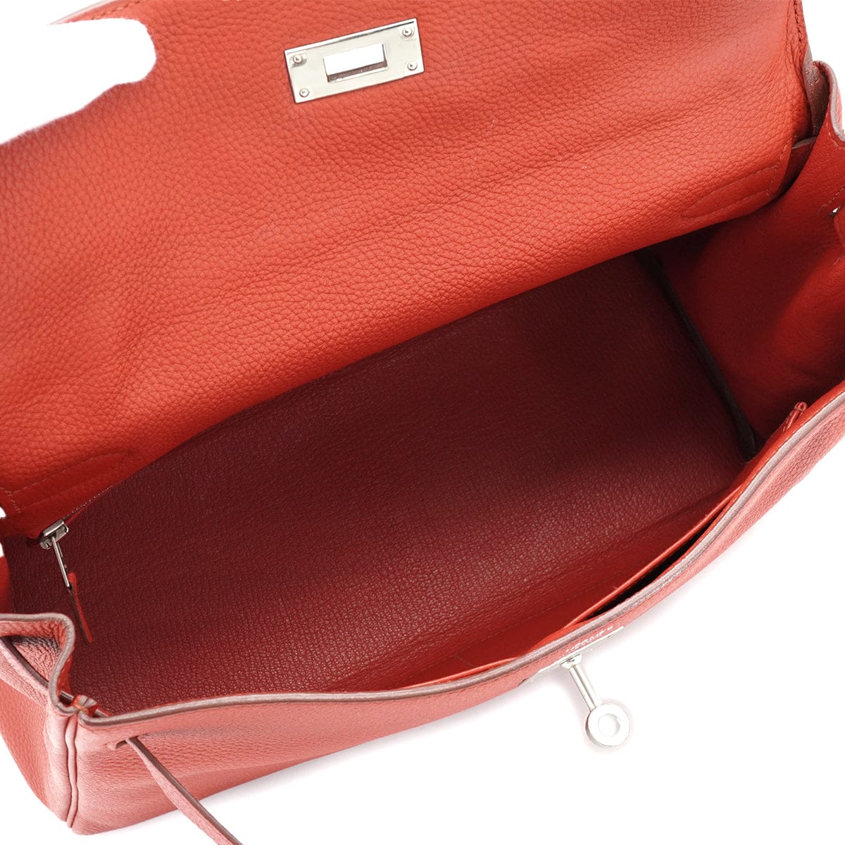 LUXURY PROMISE HERMES KELLY 32 RETOURNE ROUGE GARANCE TOGO HAND SHOULDER BAG 2013 SQUARE Q PALLADIUM HARDWARE 90335579