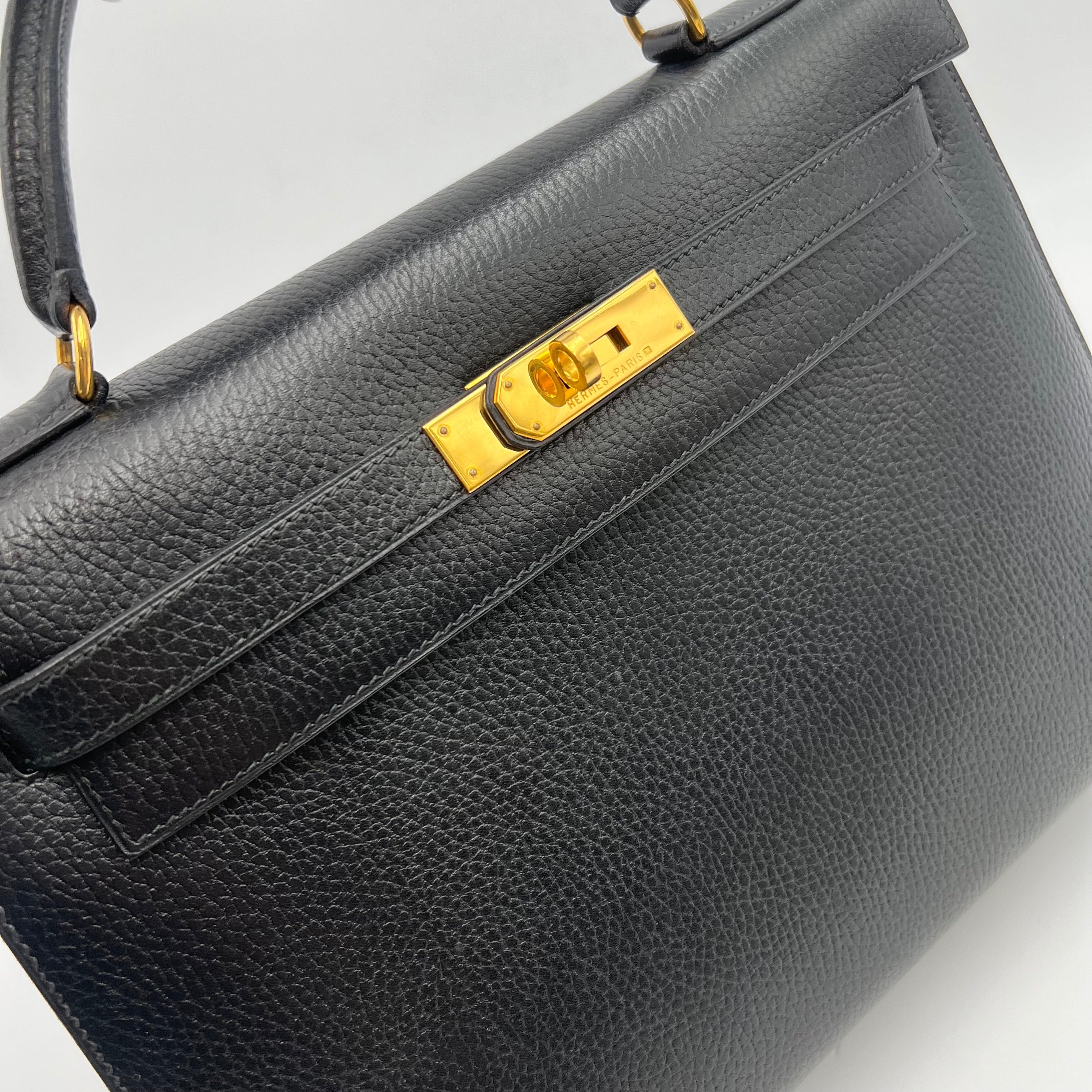 Luxury Promise HERMES KELLY 32 SELLER BLACK ARDENNES GHW #X Circle