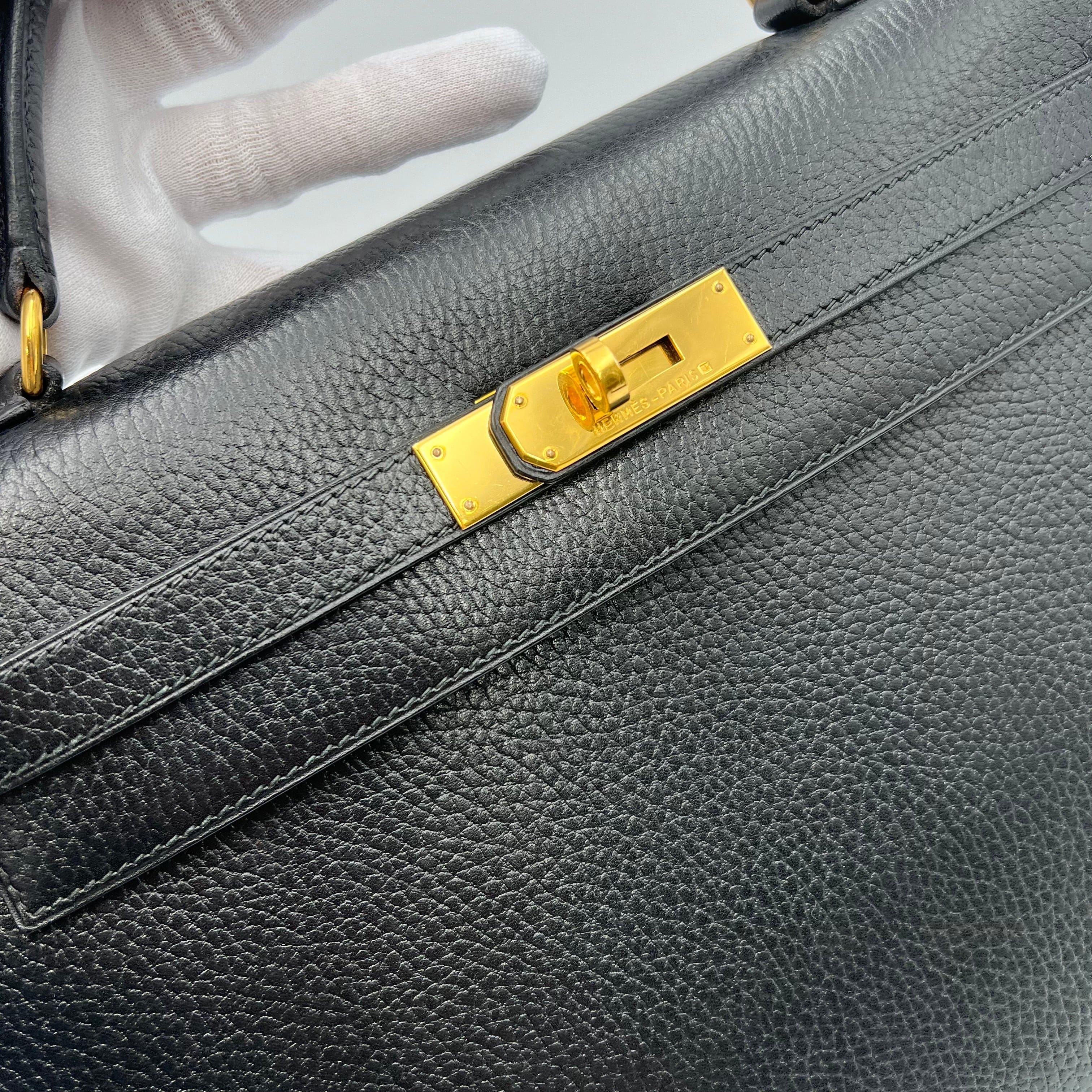 Luxury Promise HERMES KELLY 32 SELLER BLACK ARDENNES GHW #X Circle