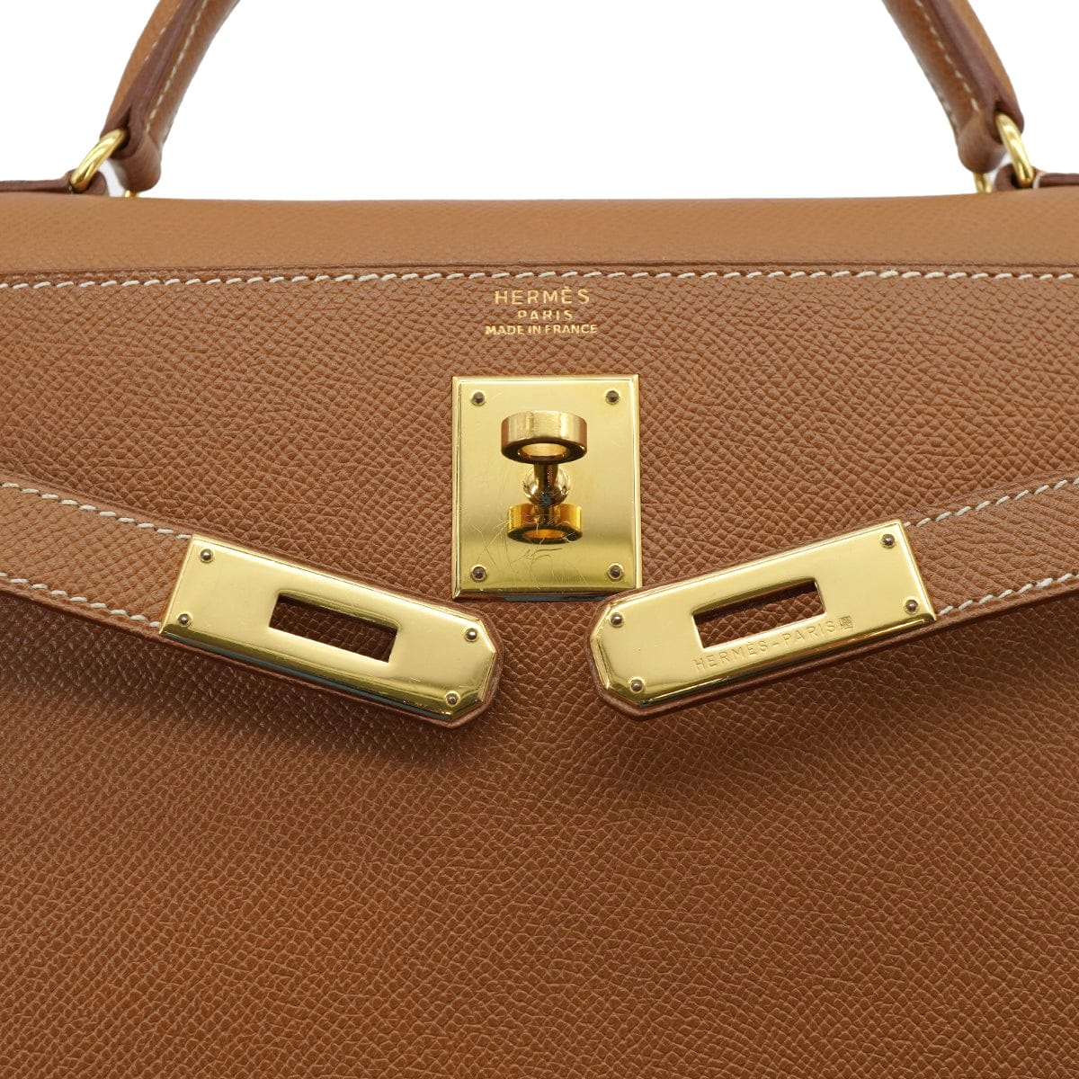 LUXURY PROMISE HERMES KELLY 32 SELLIER GOLD COURCHEVEL HAND SHOULDER BAG 1996 CIRCLE Z GOLD HARDWARE 90332386
