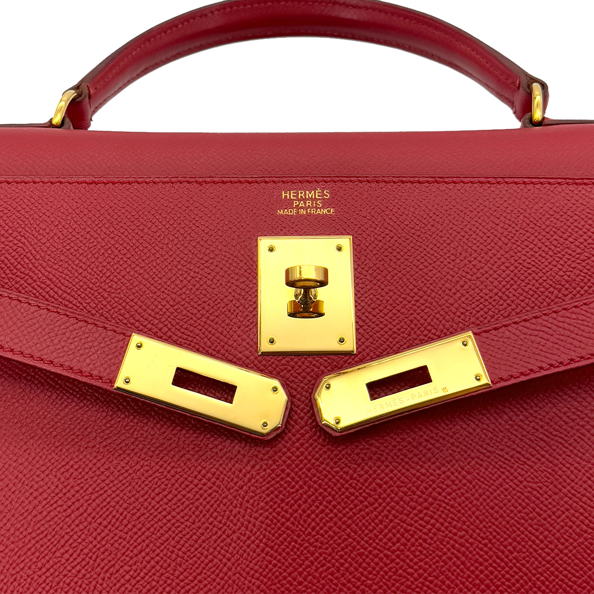 LUXURY PROMISE HERMES KELLY 32 SELLIER ROUGE VIF COUCHVEL HAND SHOULDER BAG □B GHW 90287877