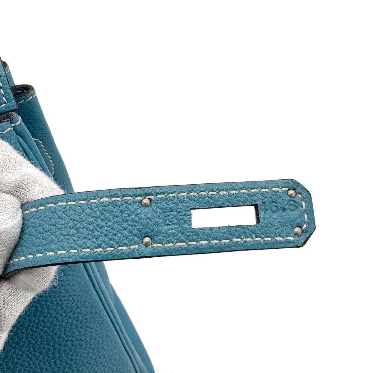 Luxury PROMISE HERMES KELLY 35 RETOURNE BLUE JEAN TAURILLON CLEMENCE HAND SHOULDER BAG 2003 SQUARE G PALLADIUM HARDWARE 90312603