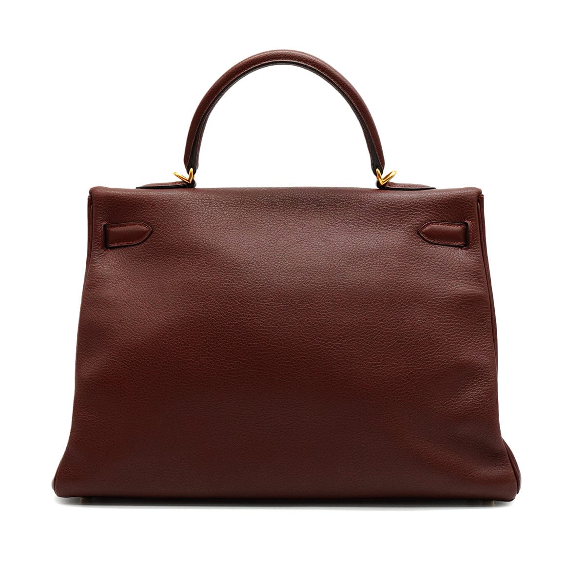 LUXURY PROMISE HERMES KELLY 35 RETOURNE MARRON FONCE TOGO HAND SHOULDER BAG 2000 SQUARE D GOLD HARDWARE 90341430