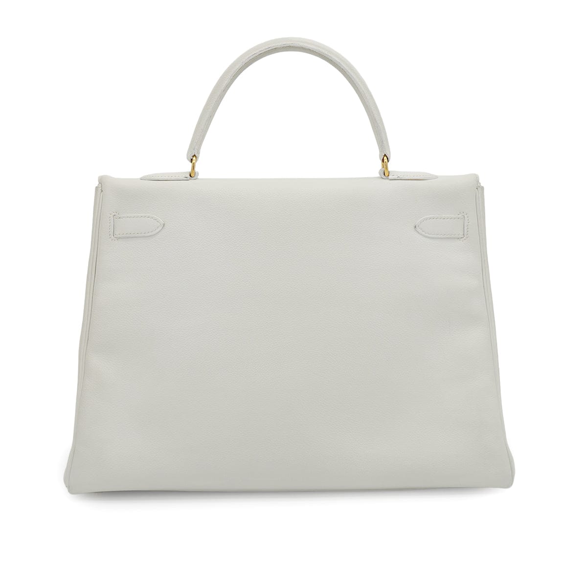 LUXURY PROMISE HERMES KELLY 35 RETOURNE WHITE VEAU GRAINE HAND SHOULDER BAG 1995 CIRCLE Y GOLD HARDWARE 90331930