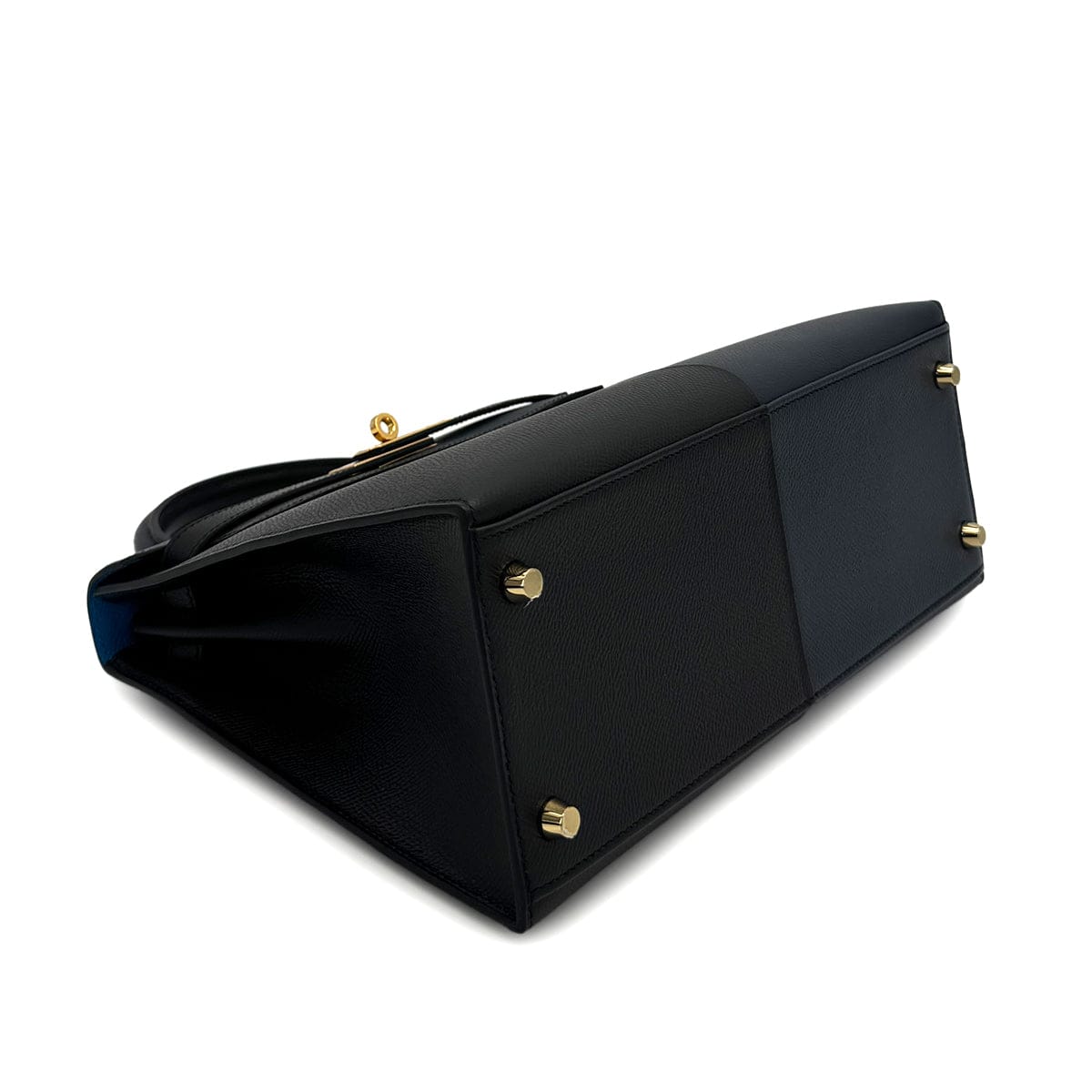LUXURY PROMISE HERMES KELLY CASAQUE 28 SELLIER BLUE INDIGO BLACK BLUE FRIDA EPSOM 2022 U STAMP GOLD HARDWARE 90313339