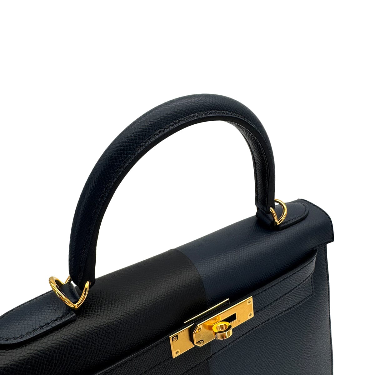 LUXURY PROMISE HERMES KELLY CASAQUE 28 SELLIER BLUE INDIGO BLACK BLUE FRIDA EPSOM 2022 U STAMP GOLD HARDWARE 90313339