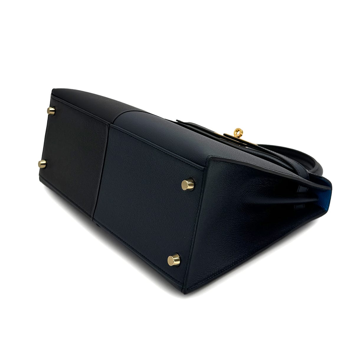 LUXURY PROMISE HERMES KELLY CASAQUE 28 SELLIER BLUE INDIGO BLACK BLUE FRIDA EPSOM 2022 U STAMP GOLD HARDWARE 90313339
