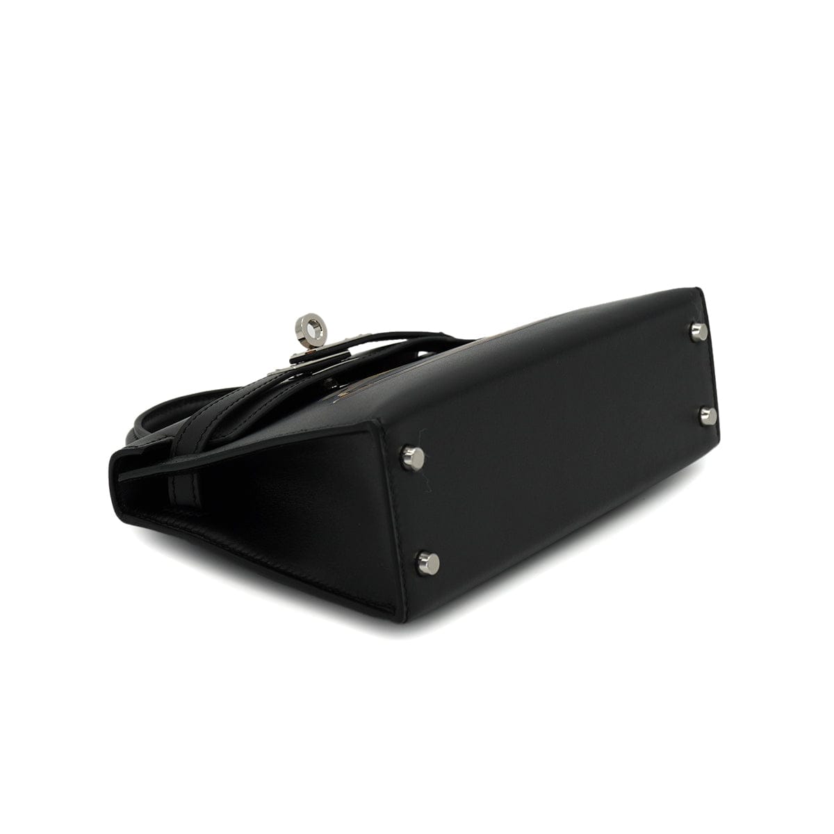 LUXURY PROMISE HERMES KELLY MINI 2 CHEVAL DE BOIS BLACK TADELAKT HAND SHOULDER BAG 2024 W STAMP PALLADIUM HARDWARE 90331234