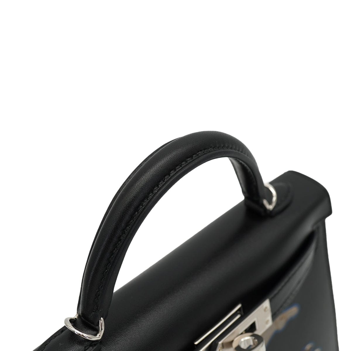 LUXURY PROMISE HERMES KELLY MINI 2 CHEVAL DE BOIS BLACK TADELAKT HAND SHOULDER BAG 2024 W STAMP PALLADIUM HARDWARE 90331234