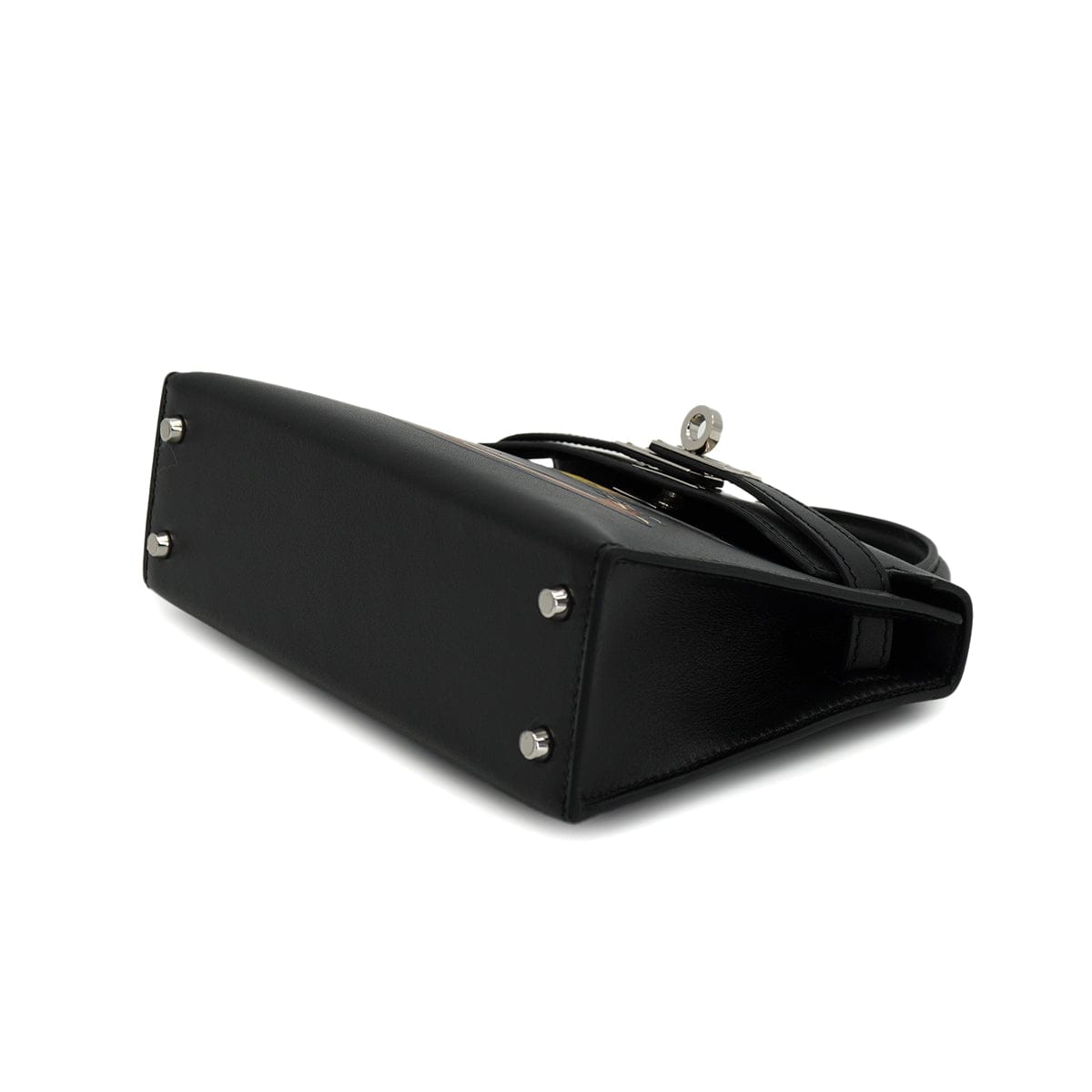 LUXURY PROMISE HERMES KELLY MINI 2 CHEVAL DE BOIS BLACK TADELAKT HAND SHOULDER BAG 2024 W STAMP PALLADIUM HARDWARE 90331234