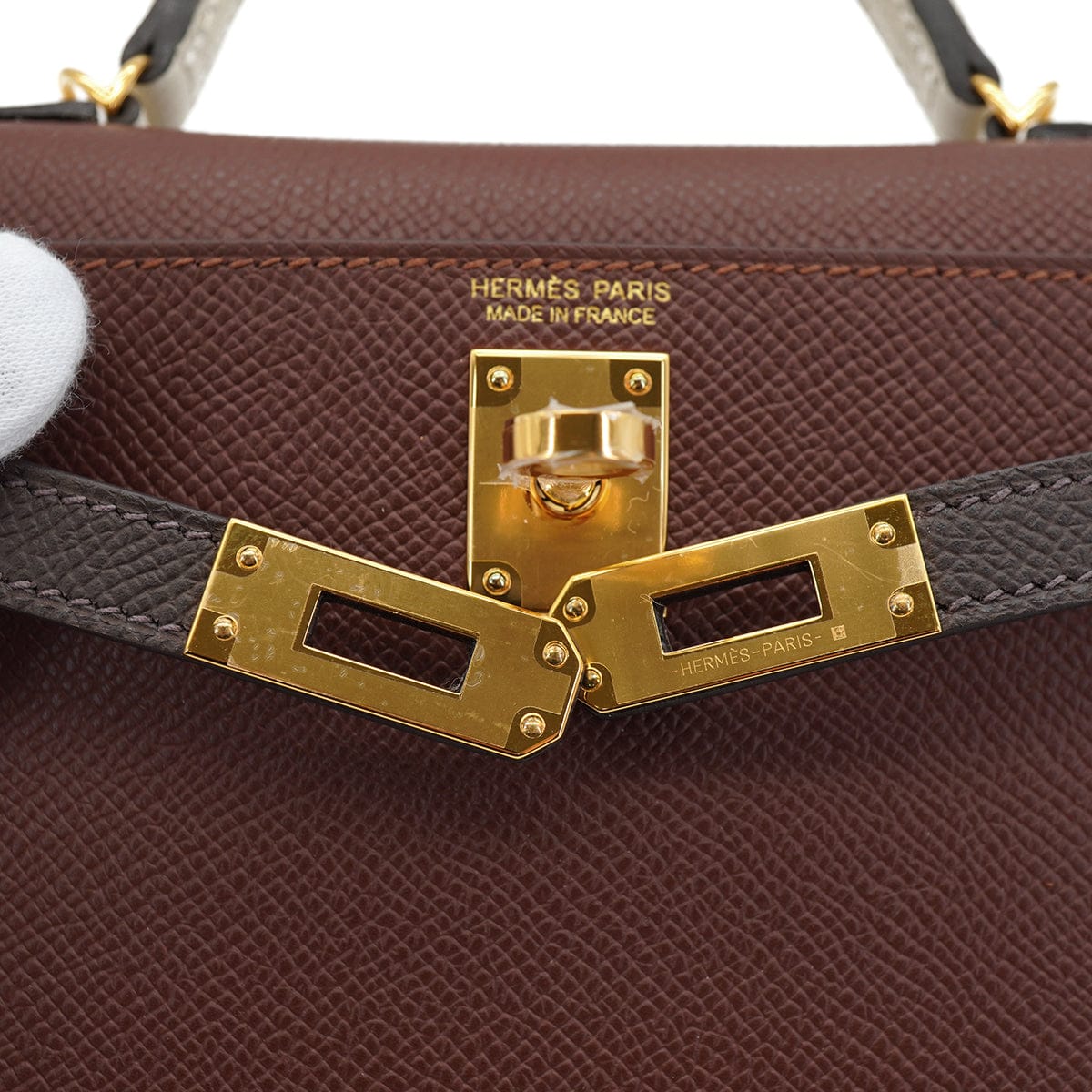LUXURY PROMISE HERMES KELLY MINI 2 TRICOLOR SELLIER TERRE EBENE CRAIE VEAU EPSOM HAND SHOULDER BAG 2026 G STAMP GOLD HARDWARE 90335892