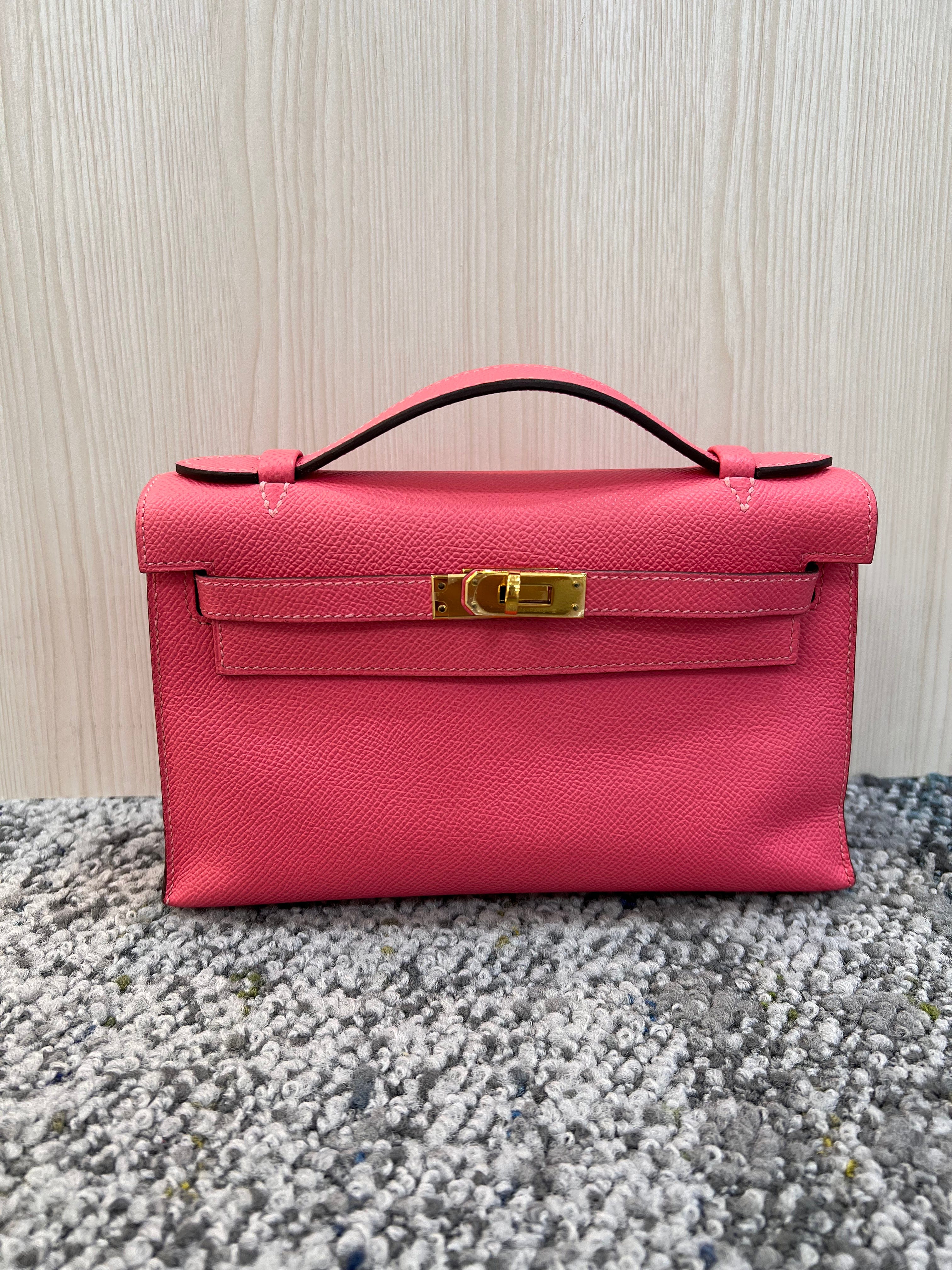 LUXURY PROMISE Hermes Kelly Pochette Rose Azalea Epsom GHW #B 90258482