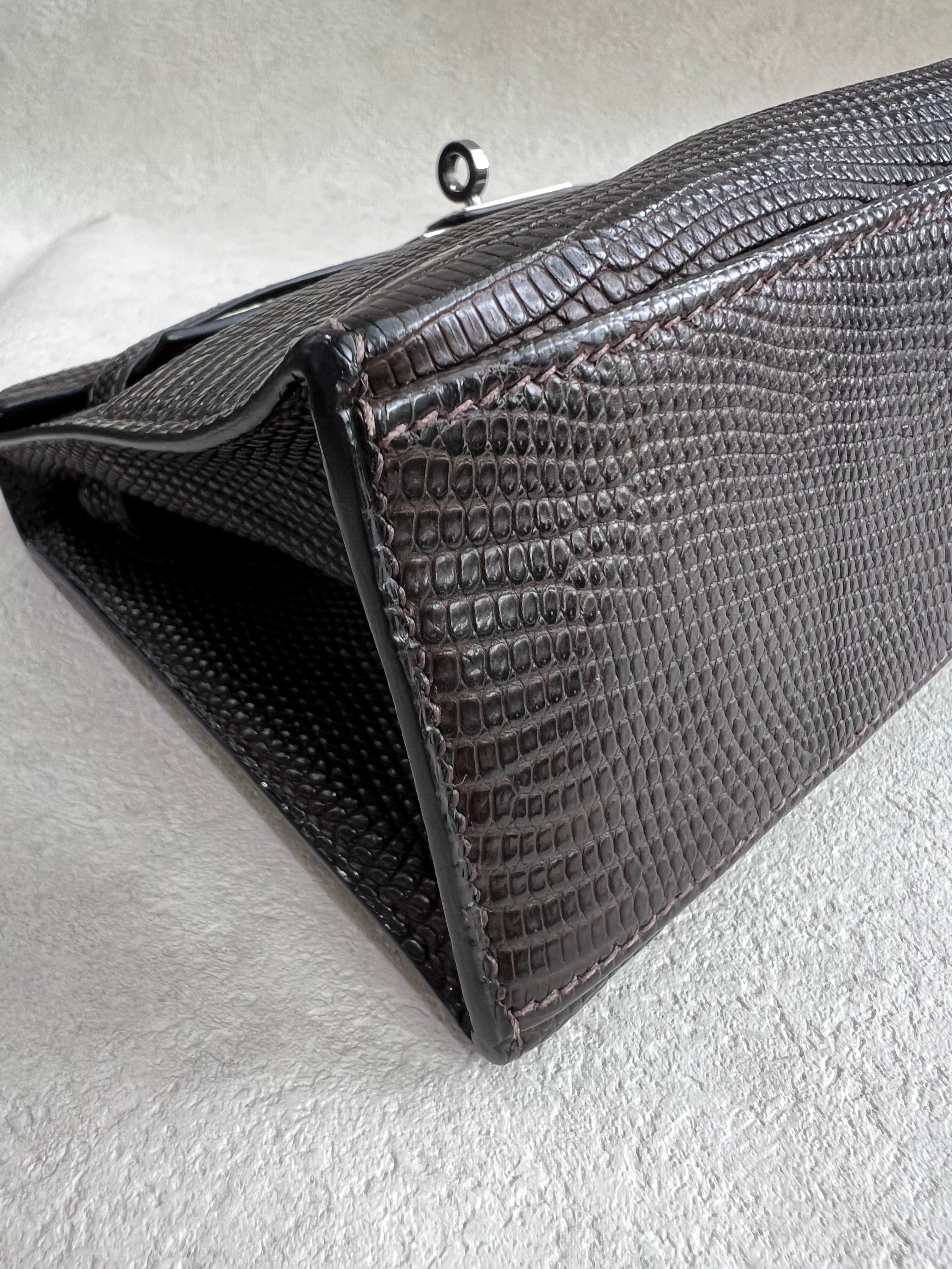 Luxury Promise Hermes Matte Lizard Kelly Pochette Cocoan PHW #I SYCYB1136