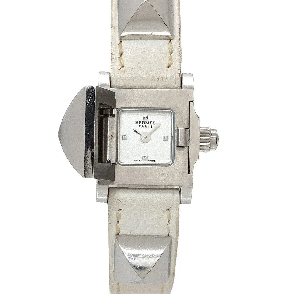 LUXURY PROMISE HERMES Medor Mini ME2.110 Studs Quartz White Dial Ladies Watch 90334932