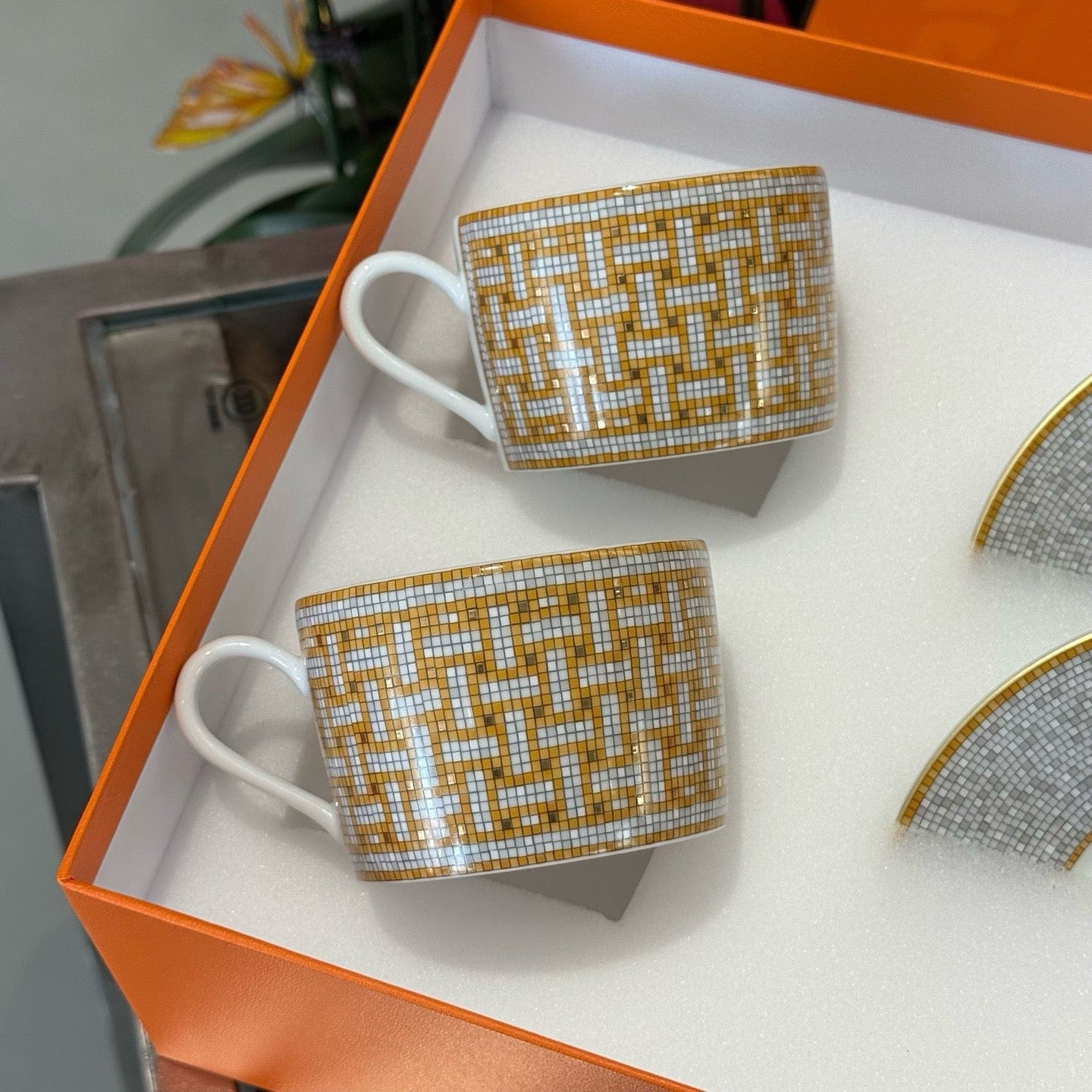 Luxury Promise Hermès "Mosaique au 24" Coffee Cup & Saucer Set