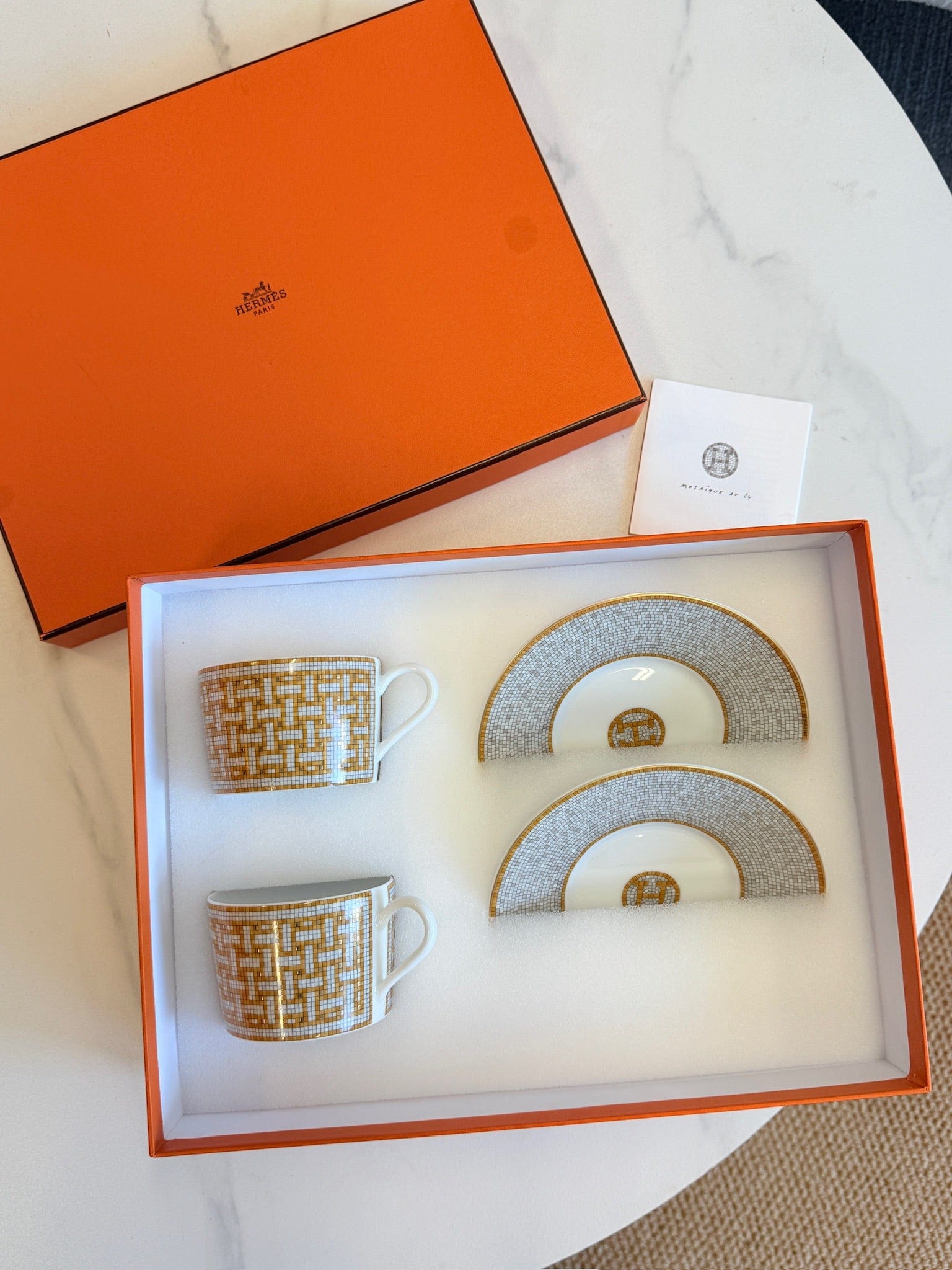 Luxury Promise Hermès "Mosaique au 24" Coffee Cup & Saucer Set