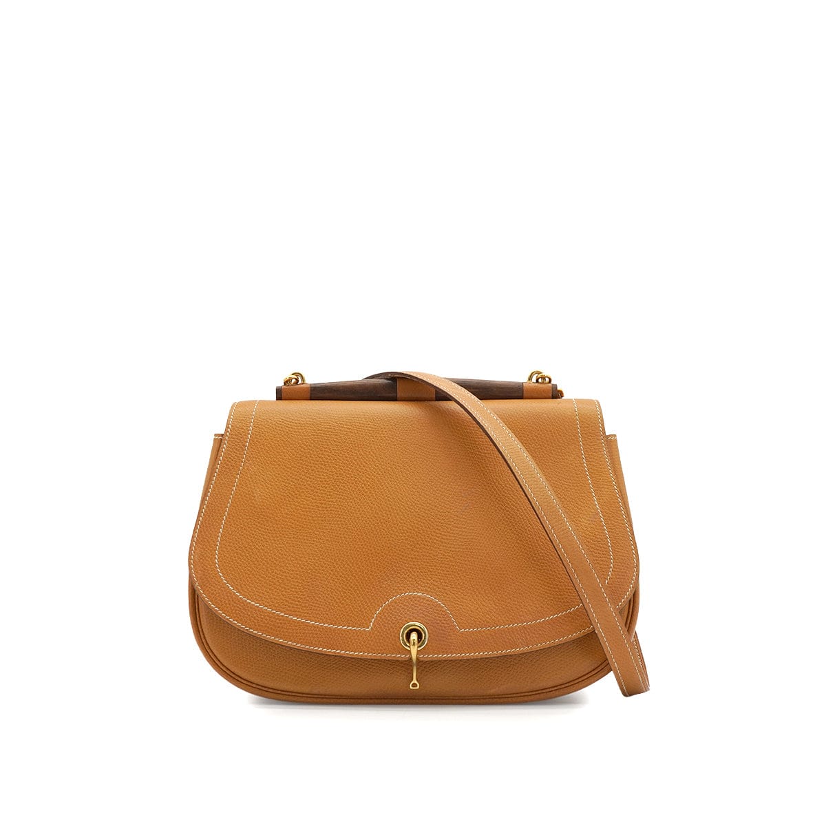 LUXURY PROMISE HERMES NATURAL COUCHEVEL WOOD SHOULDER BAG 1981 CIRCLE K GOLD HARDWARE 90341433