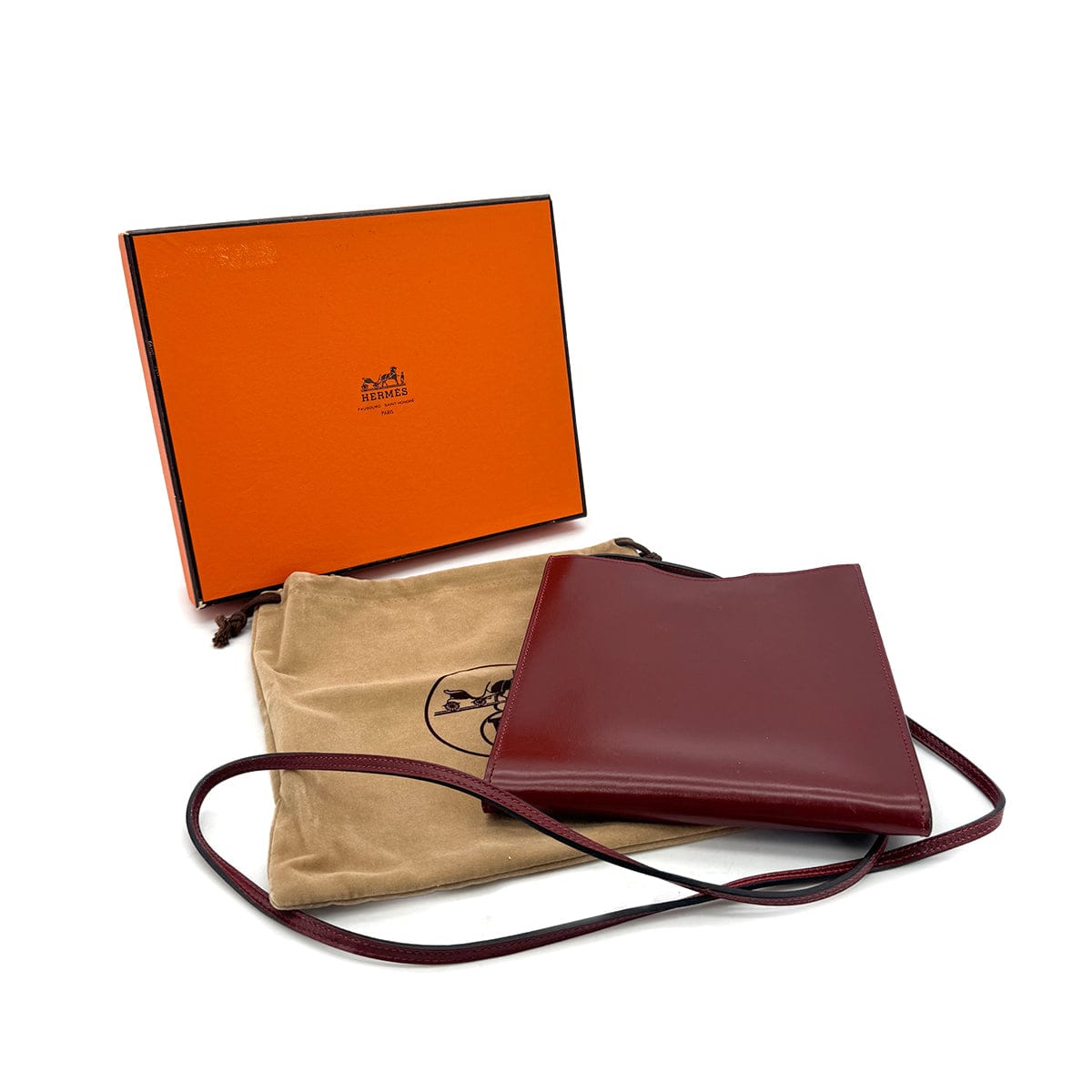 LUXURY PROMISE HERMES ONIMETOU ROUGE H BOXCALF SHOULDER BAG □F 90282056