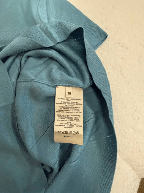 Luxury Promise Hermès Perforated Knit Top - Teal Blue