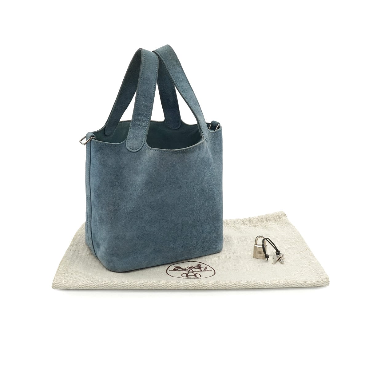 LUXURY PROMISE HERMES PICOTIN LOCK 18 PM BLUE DOBLIS 2003 SQUARE G PALLADIUM HARDWARE 90342441