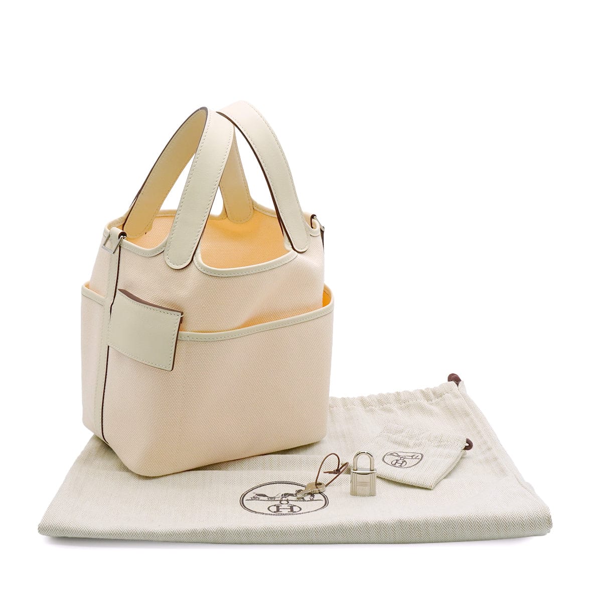 LUXURY PROMISE HERMES PICOTIN LOCK PM CARGO POCKET NATA TOILE GOELAND VEAU SWIFT 2021 Z STAMP PALLADIUM HARDWARE 90342568