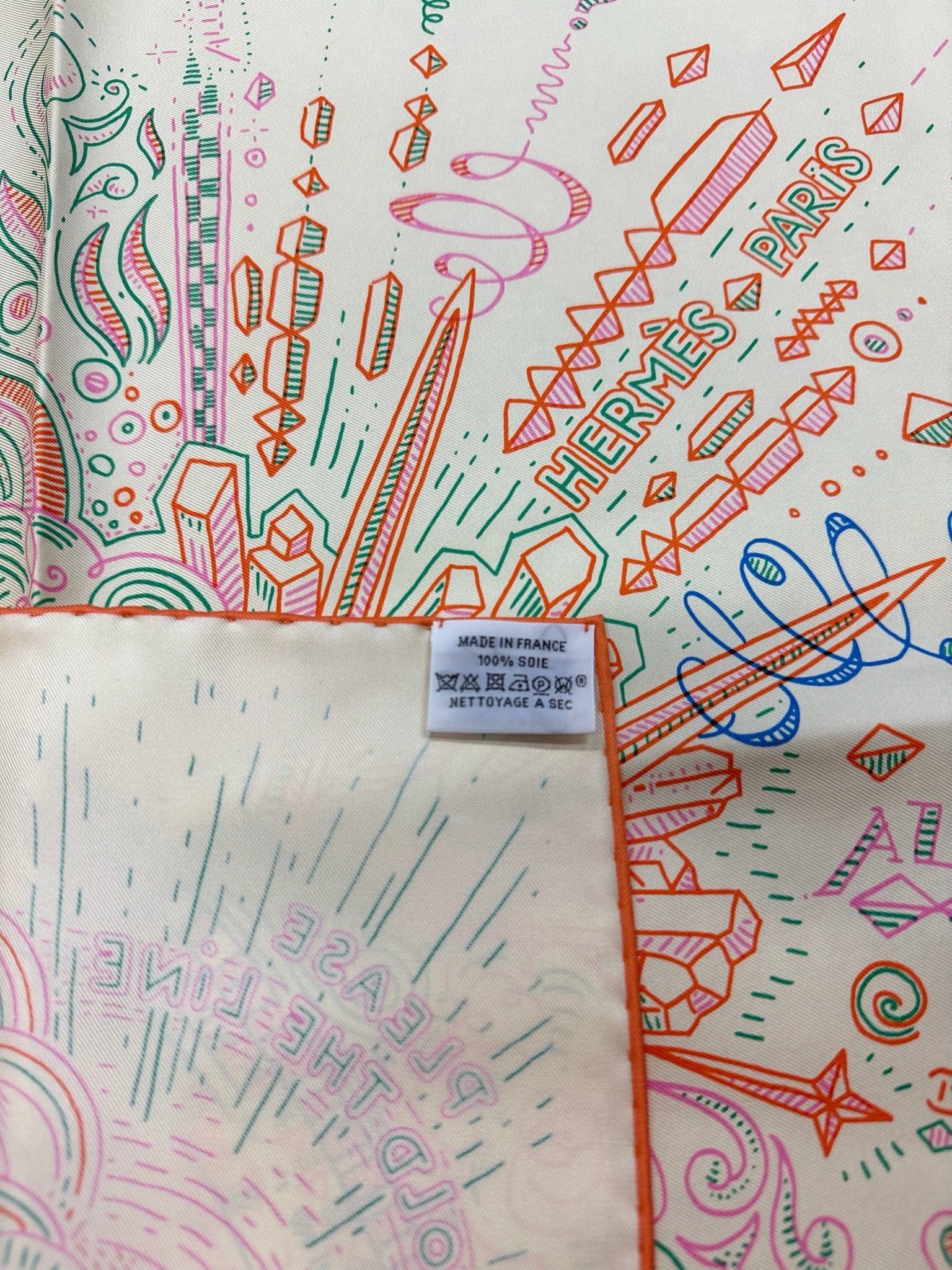 LUXURY PROMISE Hermès "Please Hold The Line" 90cm Silk Scarf – Abstract Telephone Motif – 2025 Spring/Summer Collection