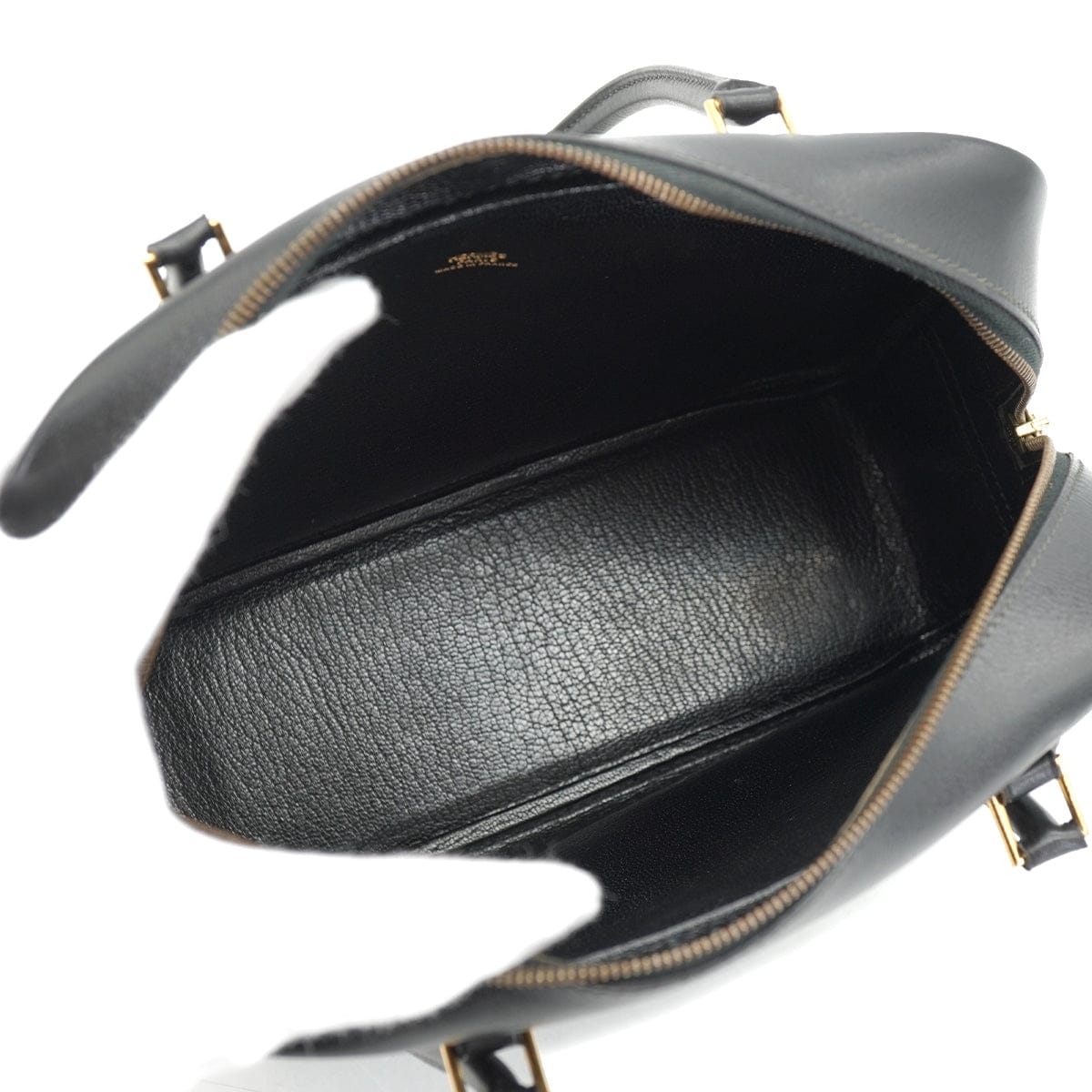 LUXURY PROMISE HERMES PLUME MINI BLACK BOX CALF HAND BAG 1993 CIRCLE W GOLD HARDWARE 90335574
