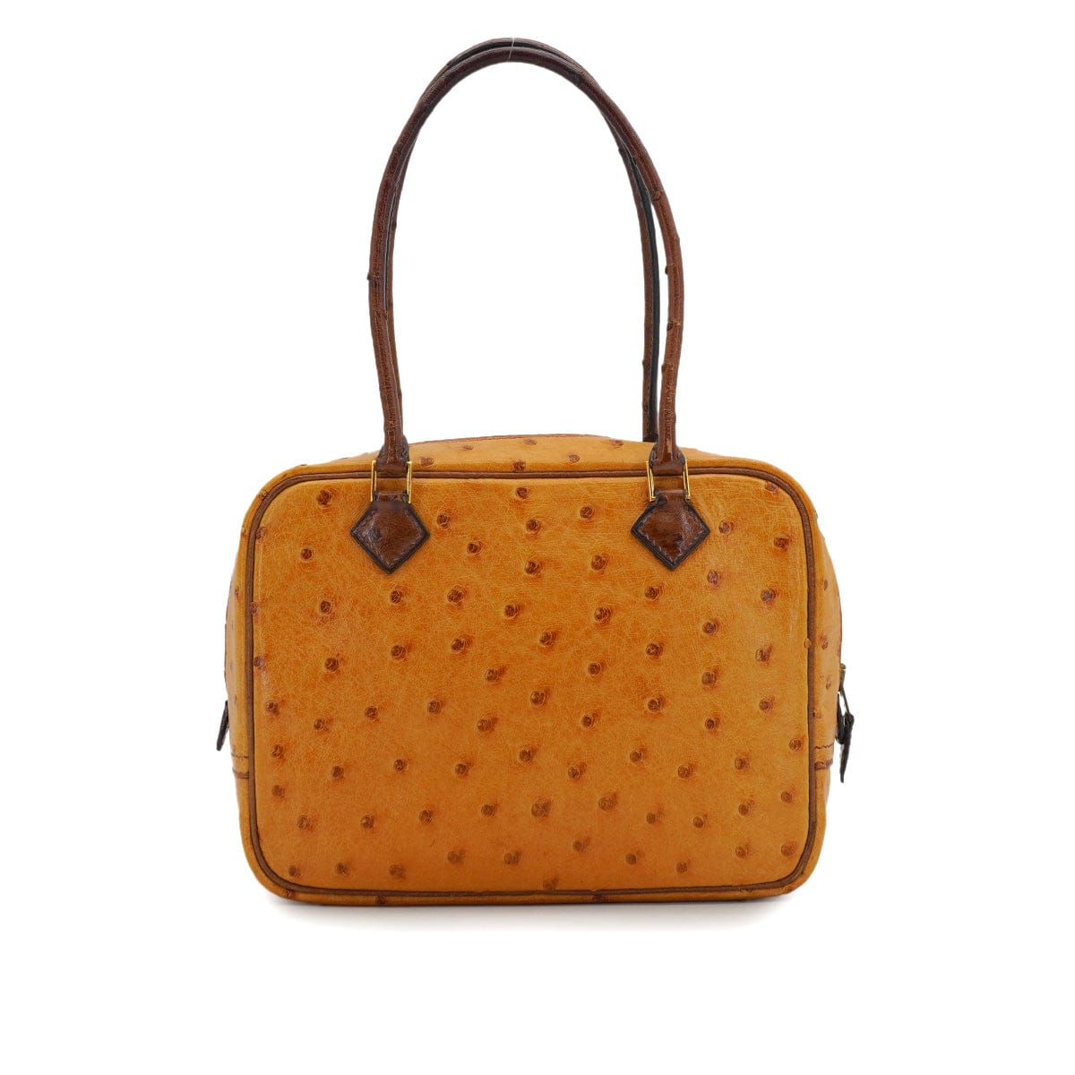 LUXURY PROMISE HERMES PLUME MINI CHESTNUT ETRUSQUE OSTRICH HAND BAG 2000 SQUARE D GOLD HARDWARE 90334139