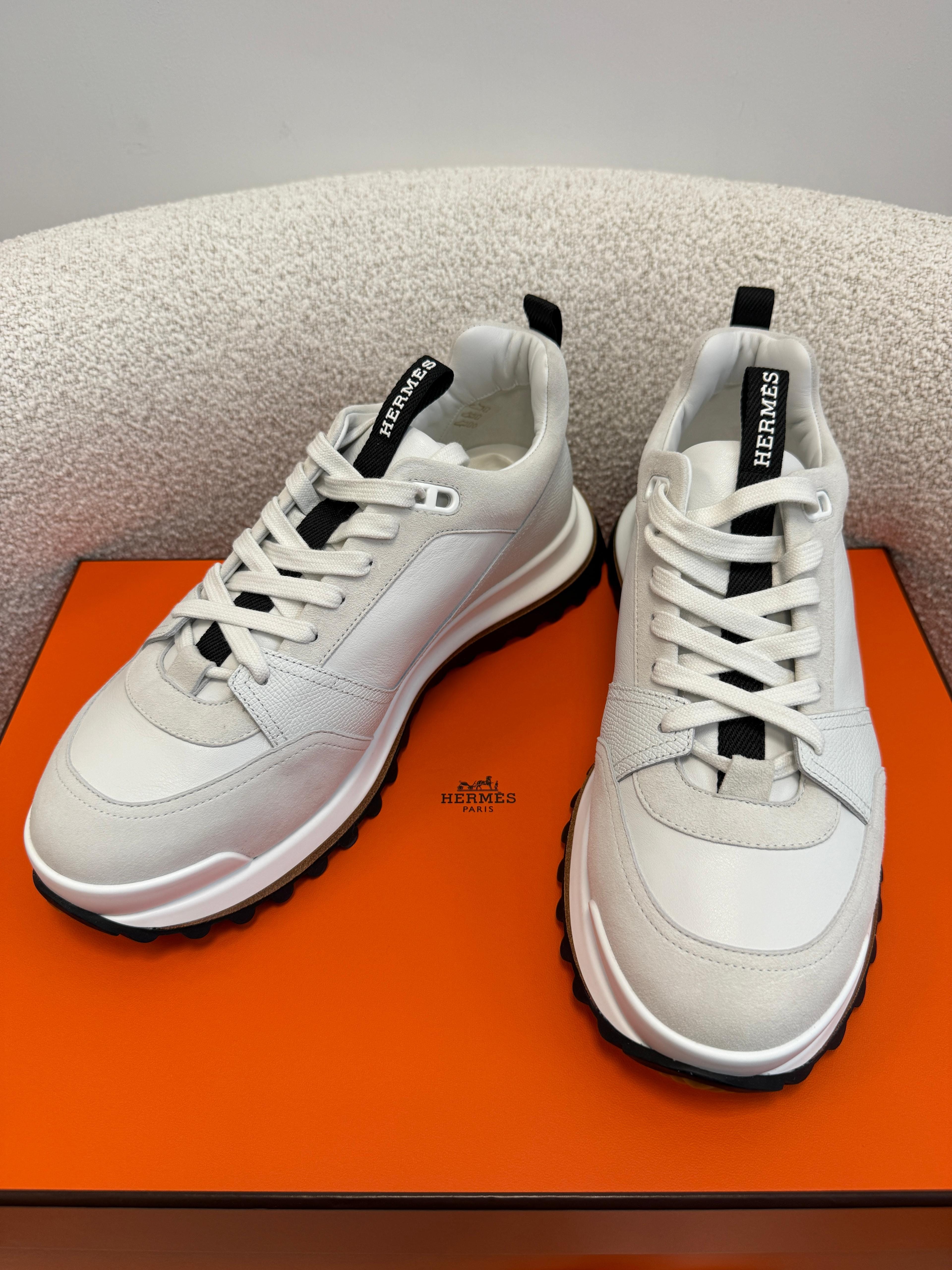 Luxury Promise *HK LOCATED*HERMÈS LEADER SNEAKER Blanc- Size 41