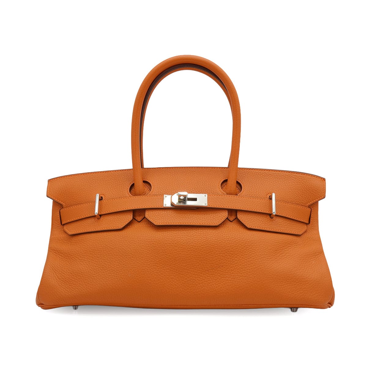 LUXURY PROMISE HERMES SHOULDER BIRKIN ORANGE TAURILLON CLEMENCE HAND BAG 2005 SQUARE I PALLADIUM HARDWARE 90339634