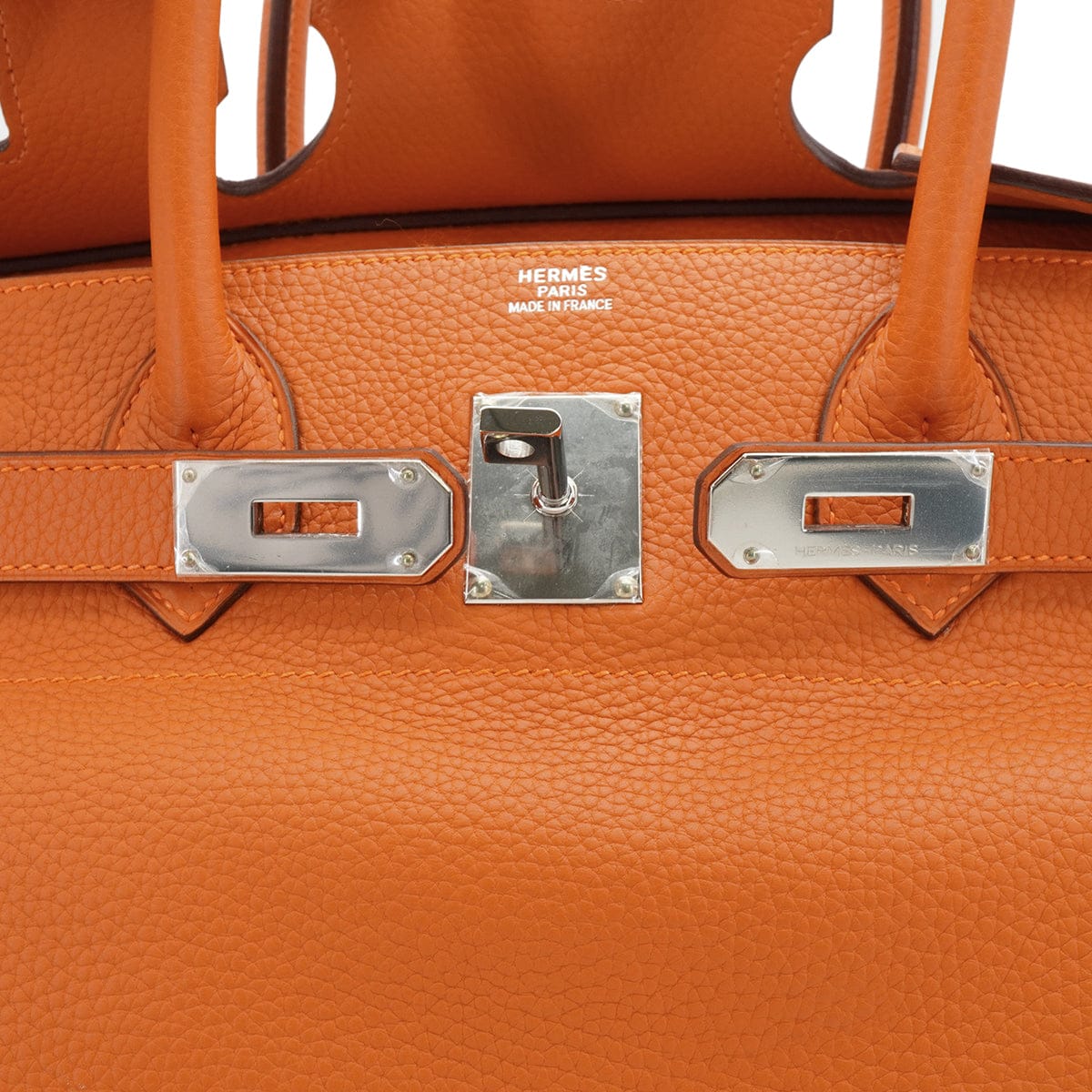 LUXURY PROMISE HERMES SHOULDER BIRKIN ORANGE TAURILLON CLEMENCE HAND BAG 2005 SQUARE I PALLADIUM HARDWARE 90339634