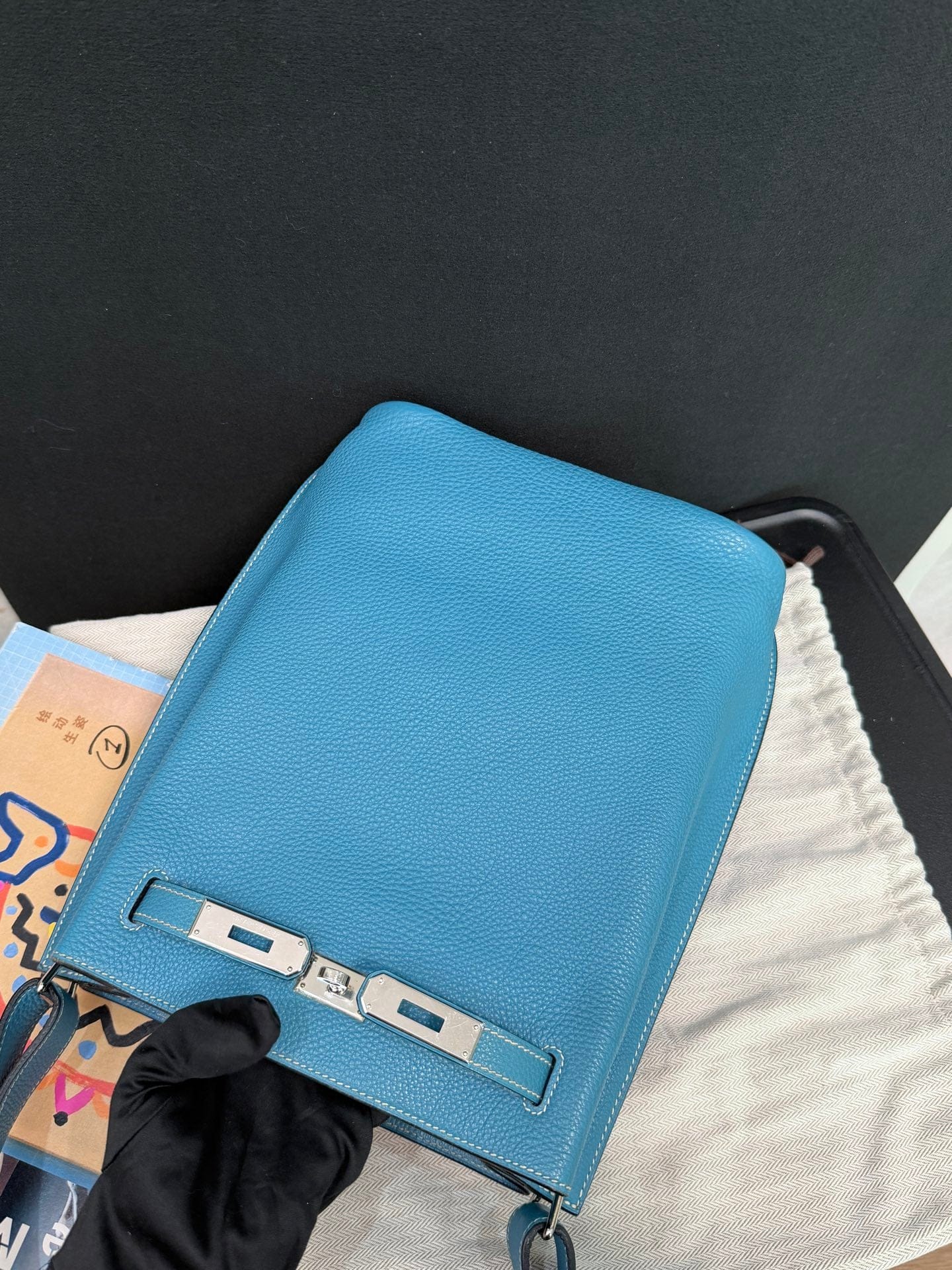LUXURY PROMISE Hermès So Kelly 22 Bleu Jean Epsom Palladium Hardware (L Stamp) – Pristine Original Condition