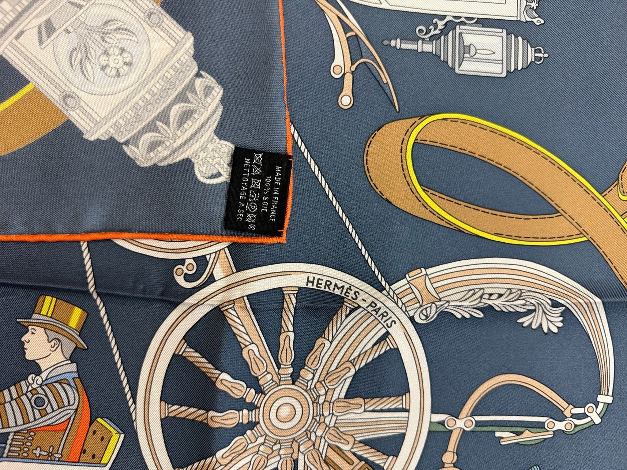 LUXURY PROMISE Hermès “Stately Wheels” 90cm Silk Scarf