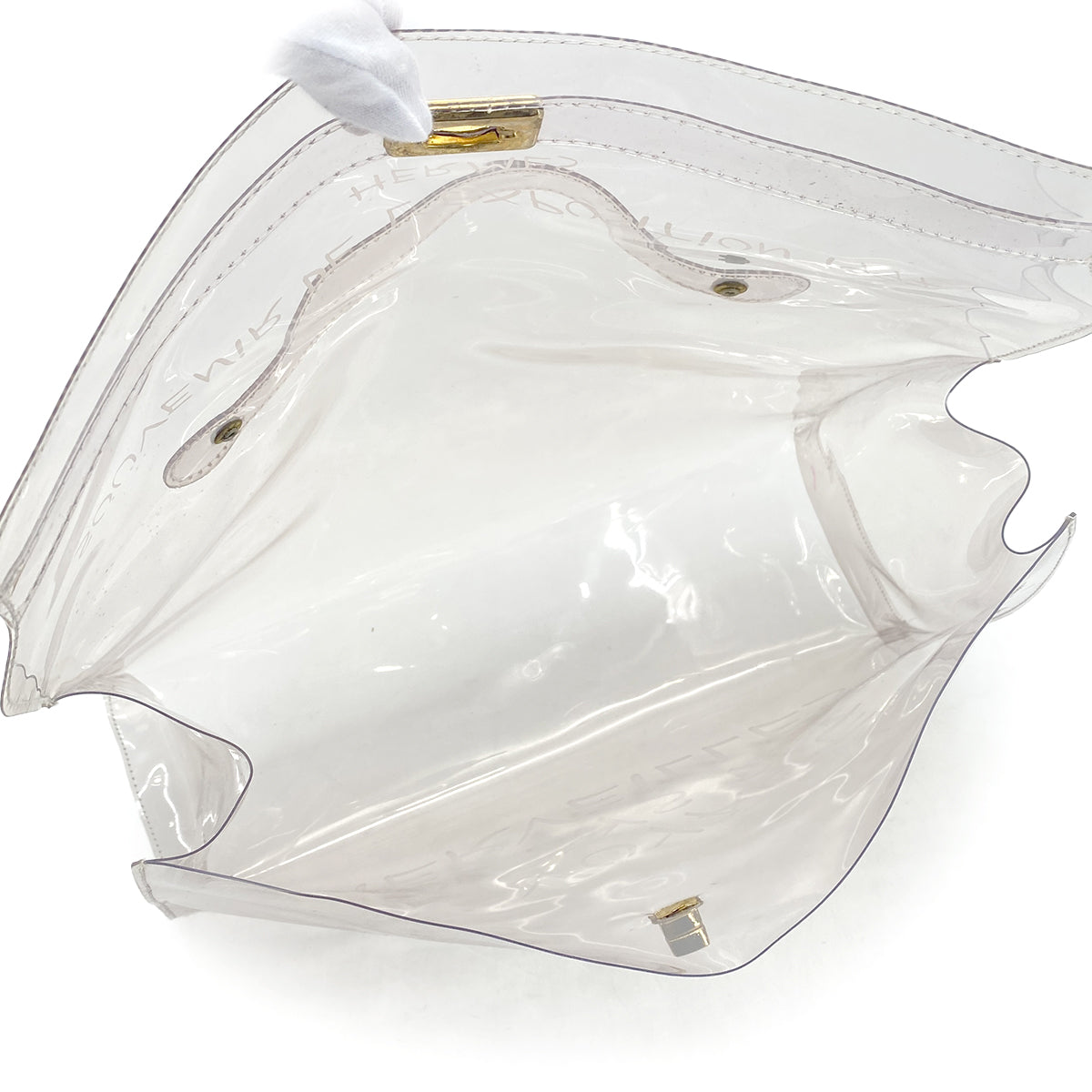 Luxury PROMISE HERMES VINYL KELLY SOUVENIR DE L' EXPOSITION 1997 CLEAR HAND BAG GOLD HARDWARE 90326201