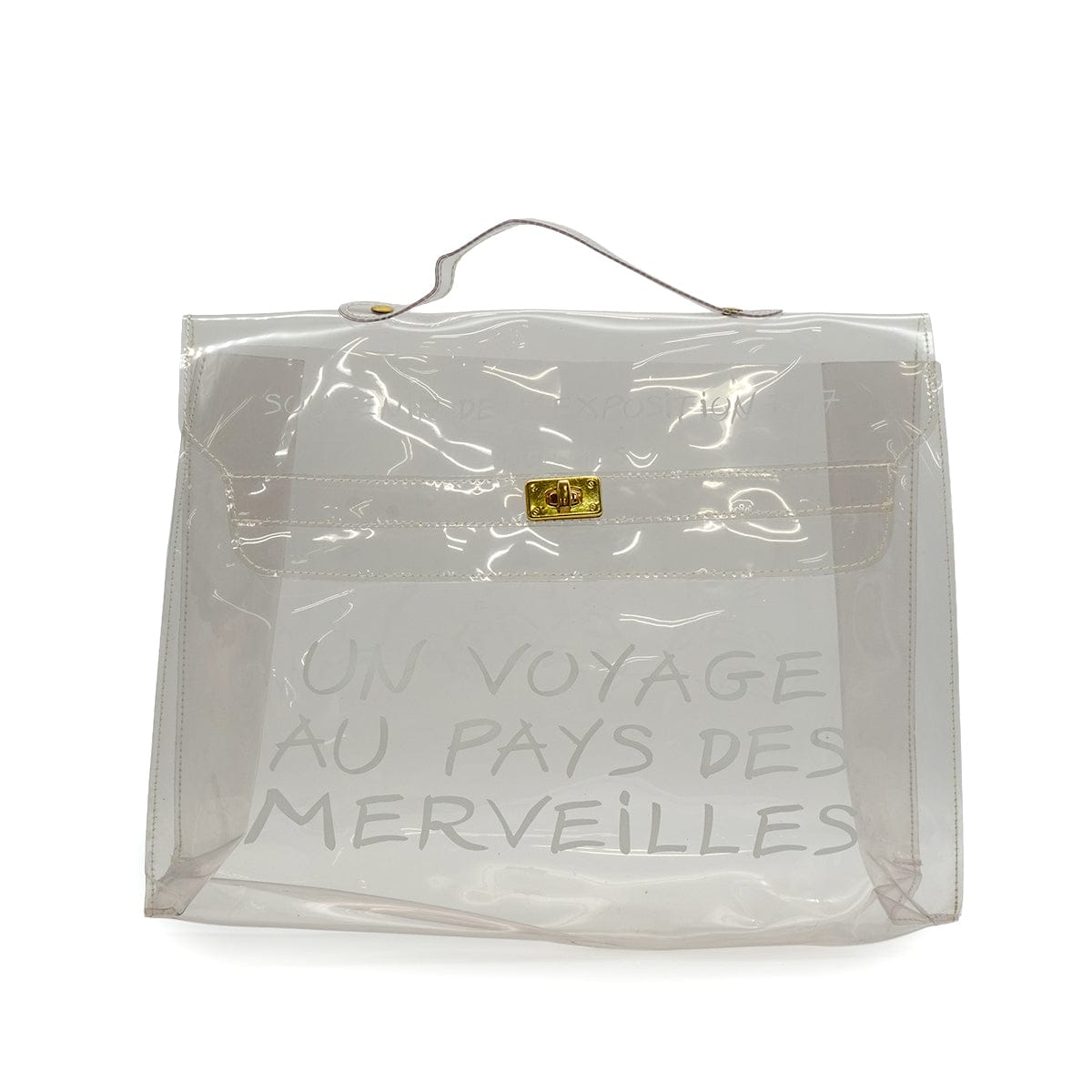 LUXURY PROMISE HERMES VINYL KELLY SOUVENIR DE L' EXPOSITION 1997 CLEAR HAND BAG GOLD HARDWARE 90338368