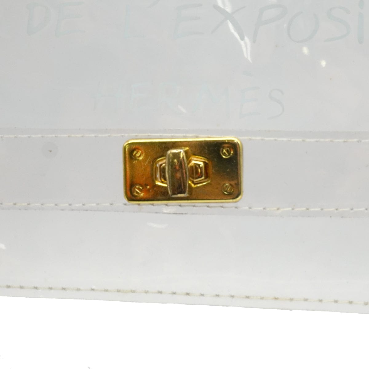 LUXURY PROMISE HERMES VINYL KELLY SOUVENIR DE L' EXPOSITION 1997 CLEAR HAND BAG GOLD HARDWARE 90338368