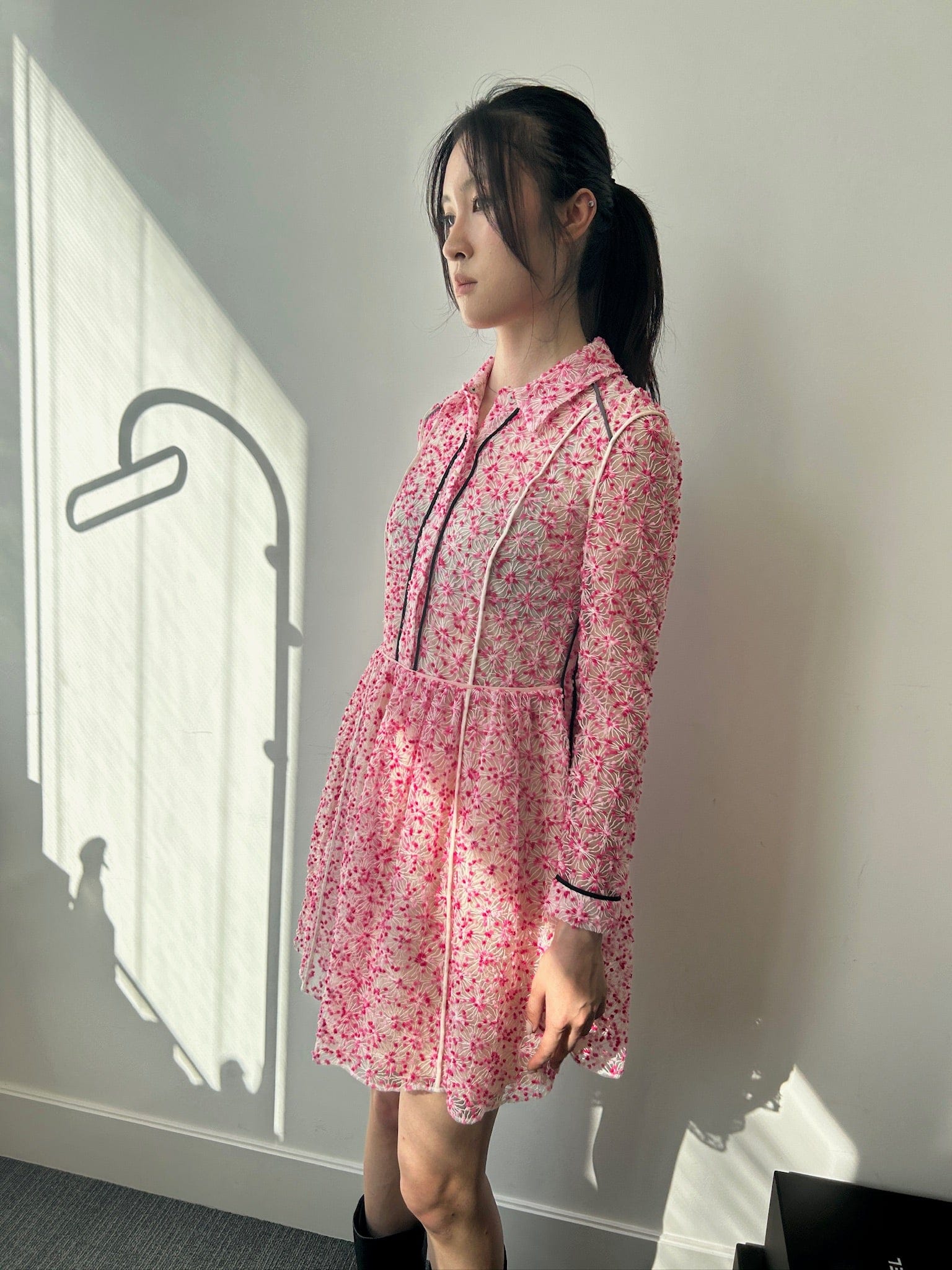 Luxury Promise IT 38  FENDI Pink Floral Sheer Blouse dress