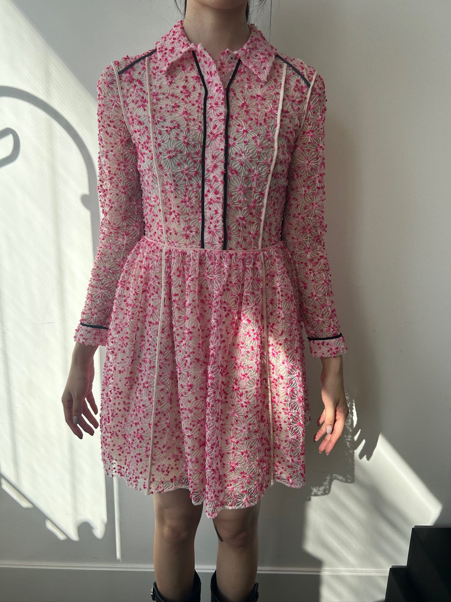 Luxury Promise IT 38  FENDI Pink Floral Sheer Blouse dress