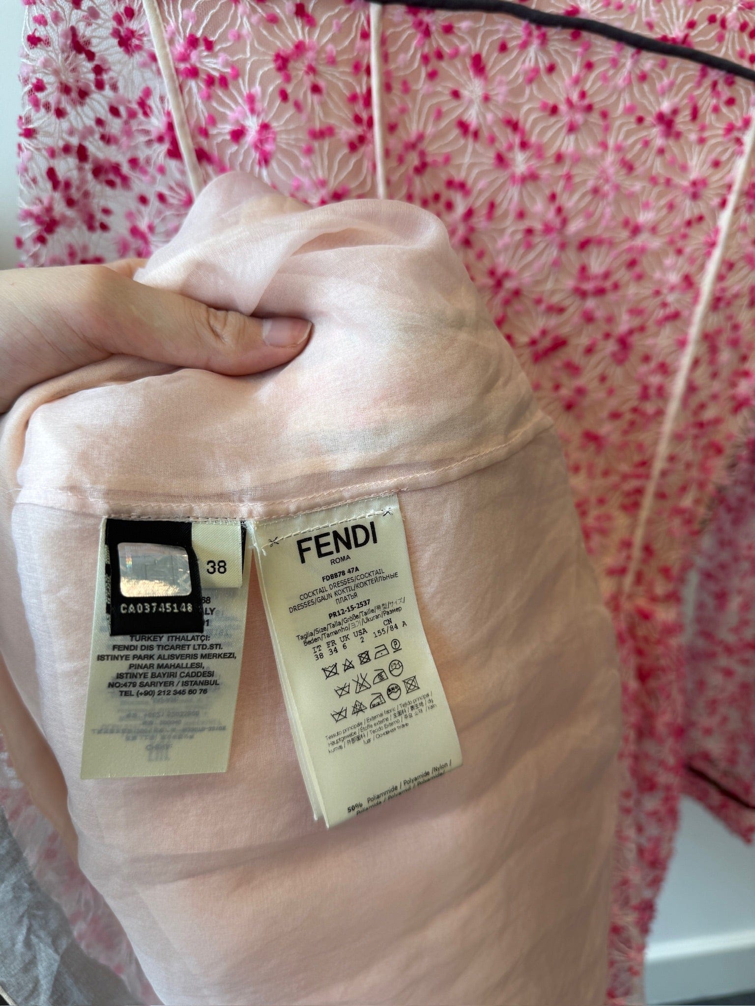 Luxury Promise IT 38  FENDI Pink Floral Sheer Blouse dress