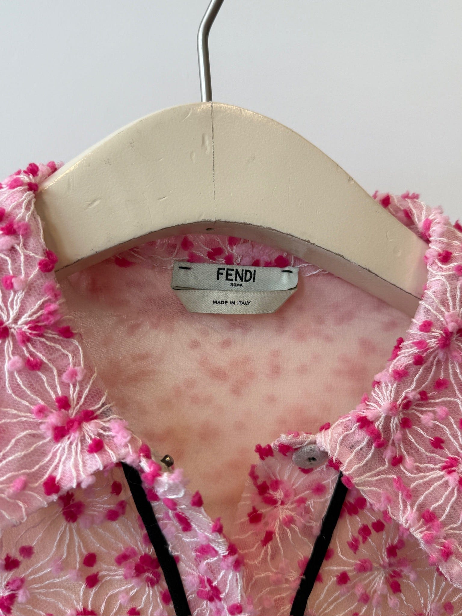 Luxury Promise IT 38  FENDI Pink Floral Sheer Blouse dress