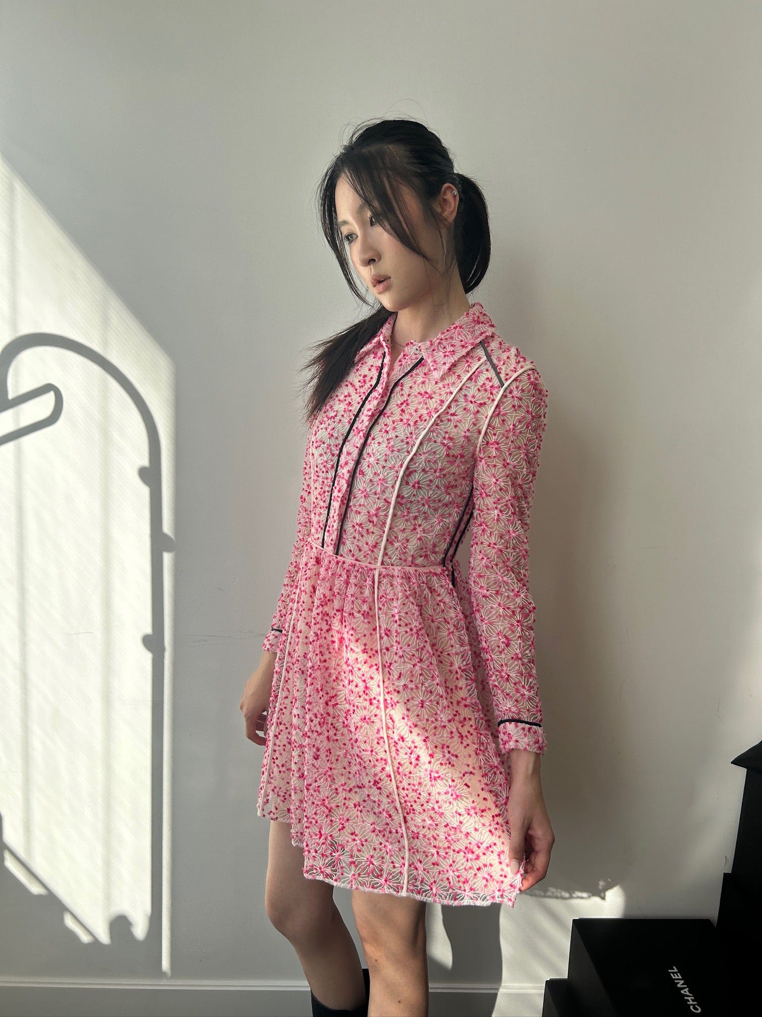 Luxury Promise IT 38  FENDI Pink Floral Sheer Blouse dress