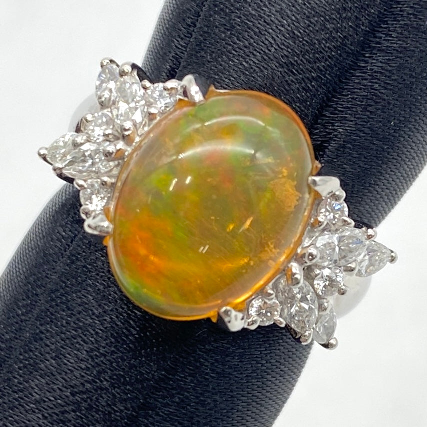 Luxury Promise Japan 25-16406-0 PT900 Fire Opal Ring FOP 4.10 DA 0.66 9.6g Center Saw/K