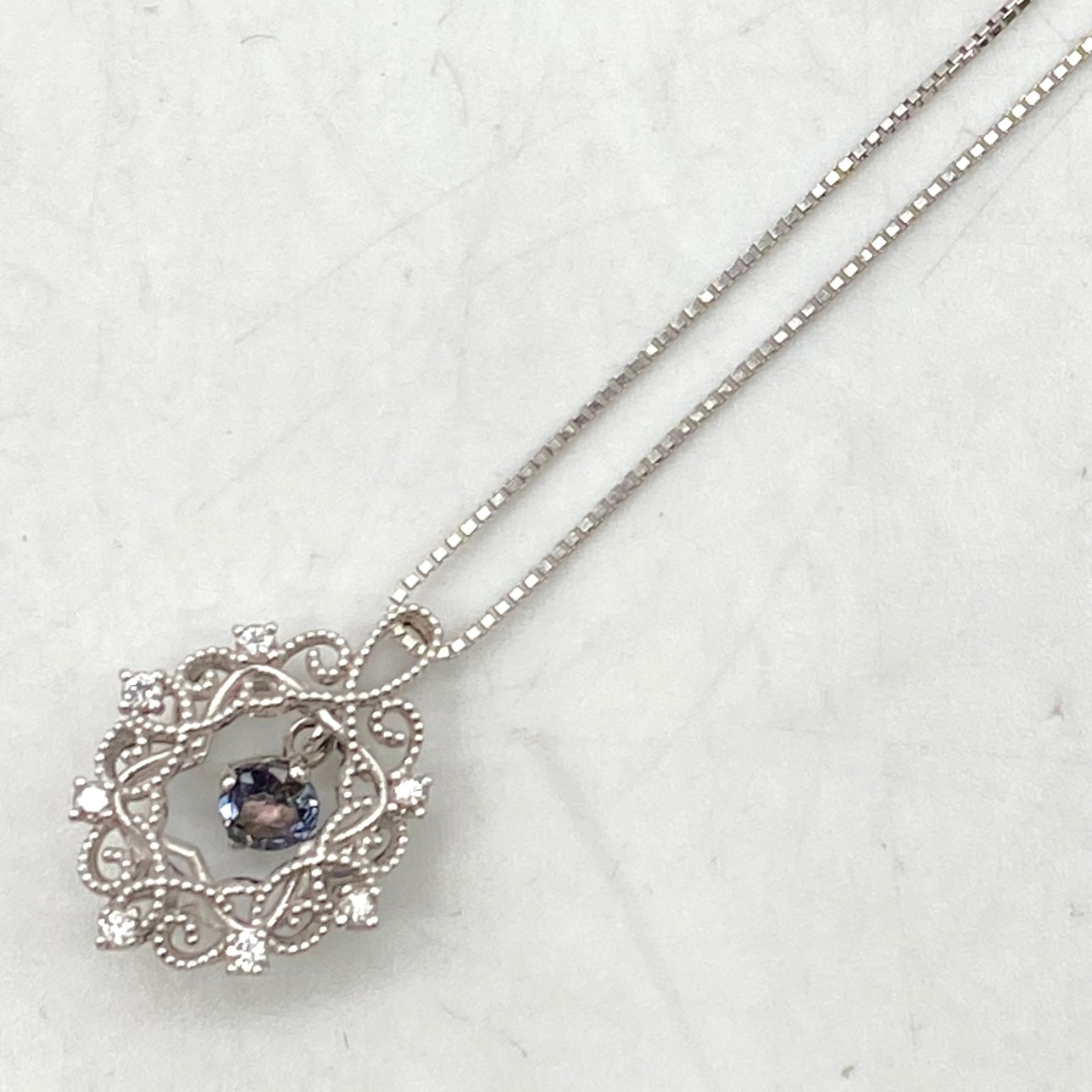 Luxury Promise Japan 25-1774-0 K18WG Alexandrite Necklace AX 0.26 DA 0.09 3.6g