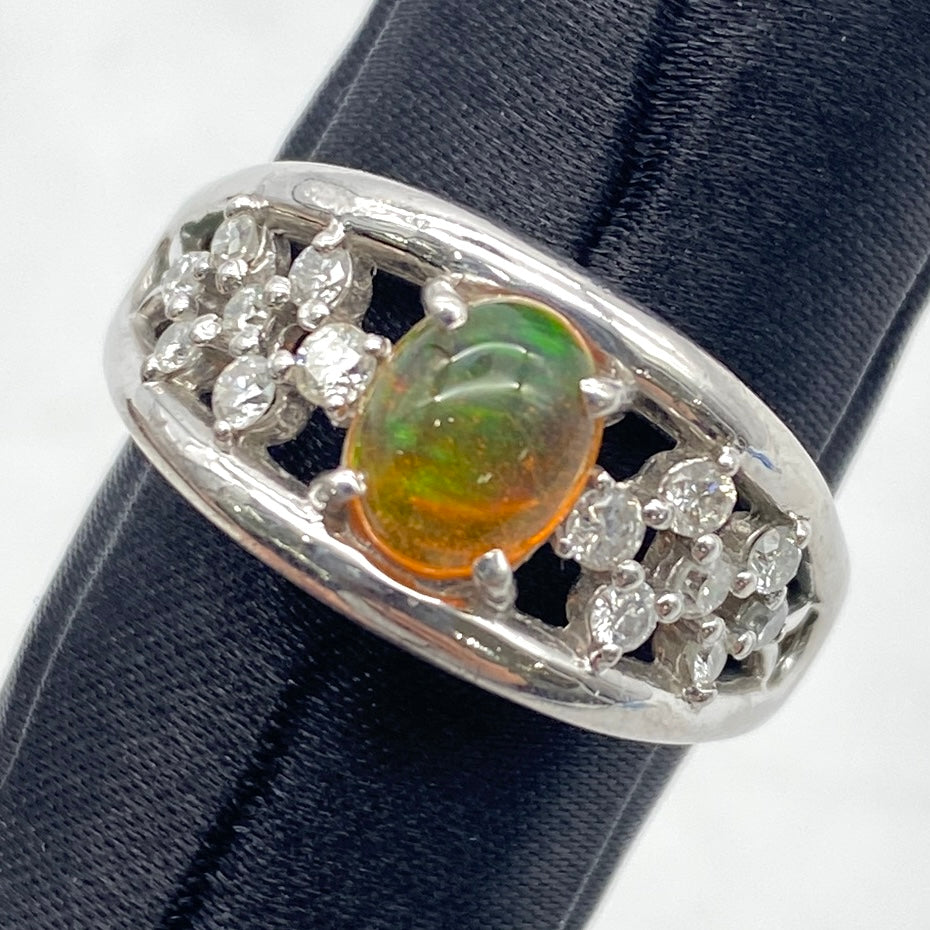 Luxury Promise Japan 25-37094-0 PT900 Opal Ring OP 0.70 DA 0.40 9.8g